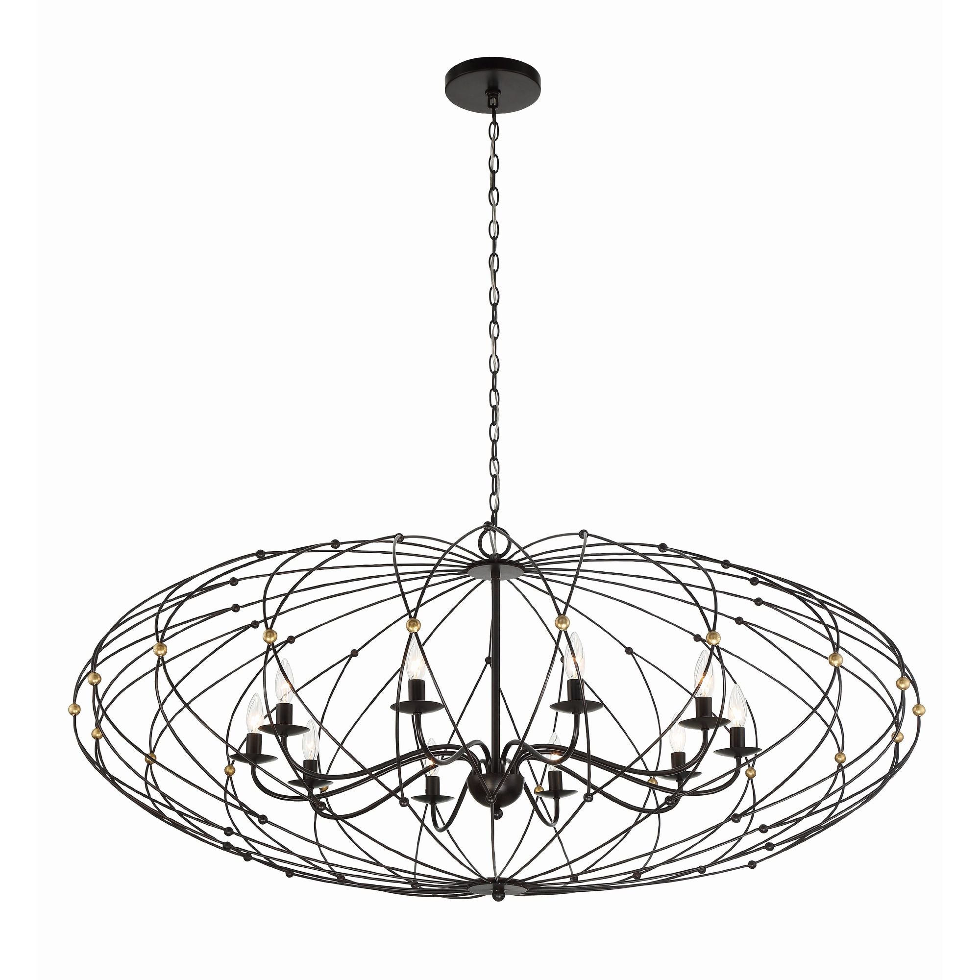 Zucca 10 Light English Bronze + Antique Gold Chandelier