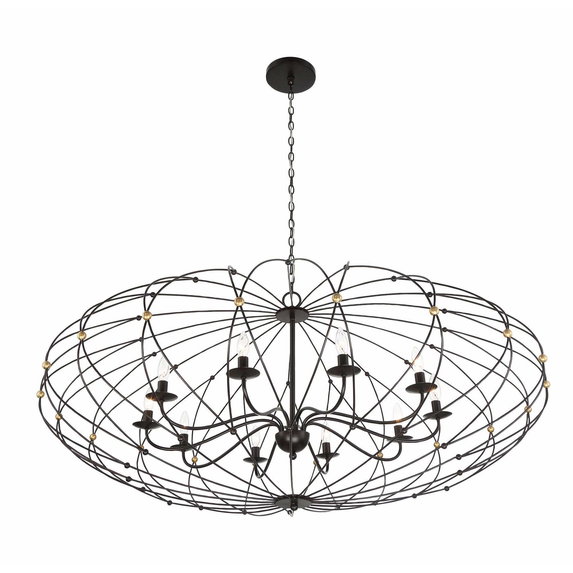 Zucca 10 Light English Bronze + Antique Gold Chandelier