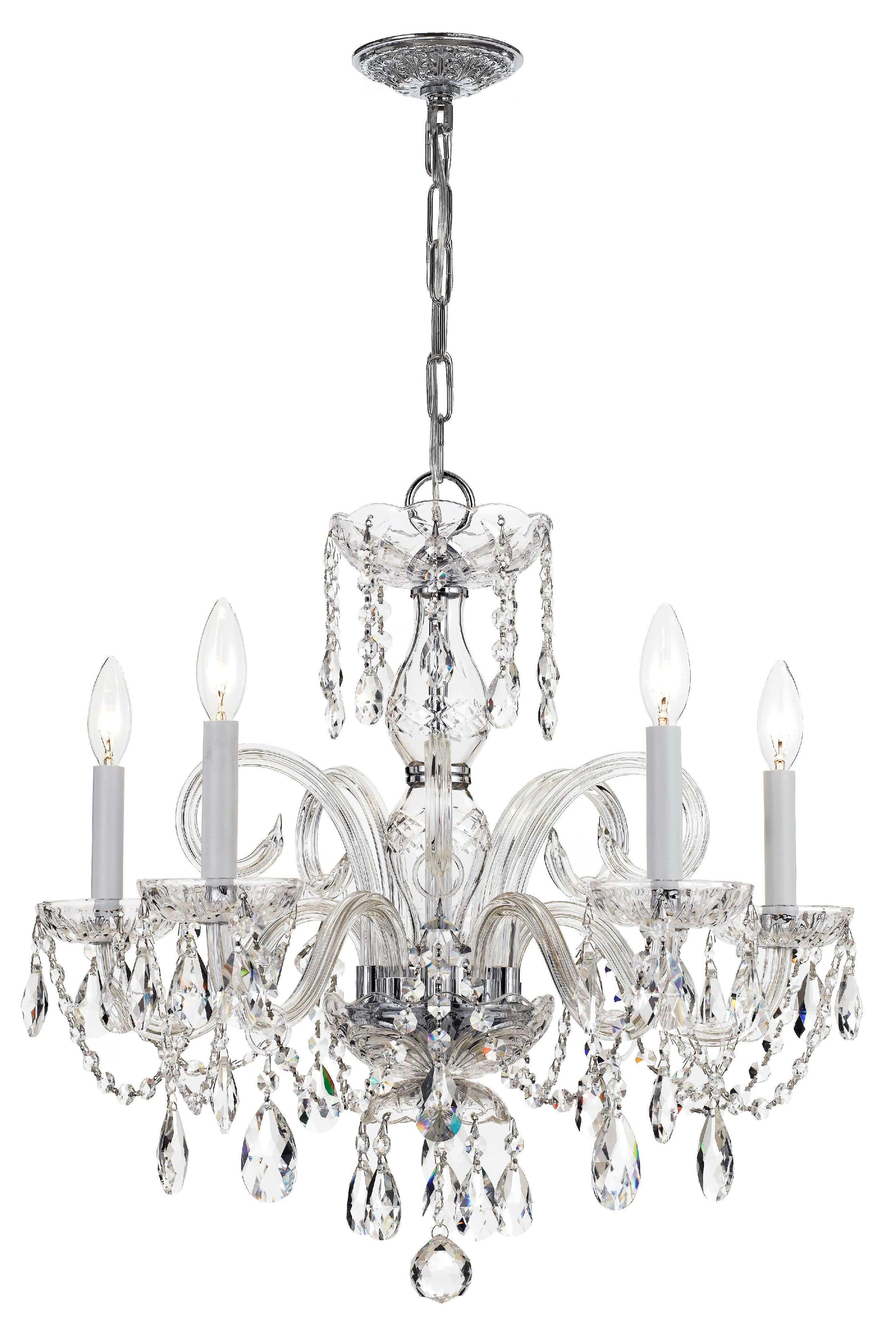 Crystorama 1005-CH-CL-S Traditional Crystal 5 Light Swarovski Strass Crystal Polished Chrome Chandelier