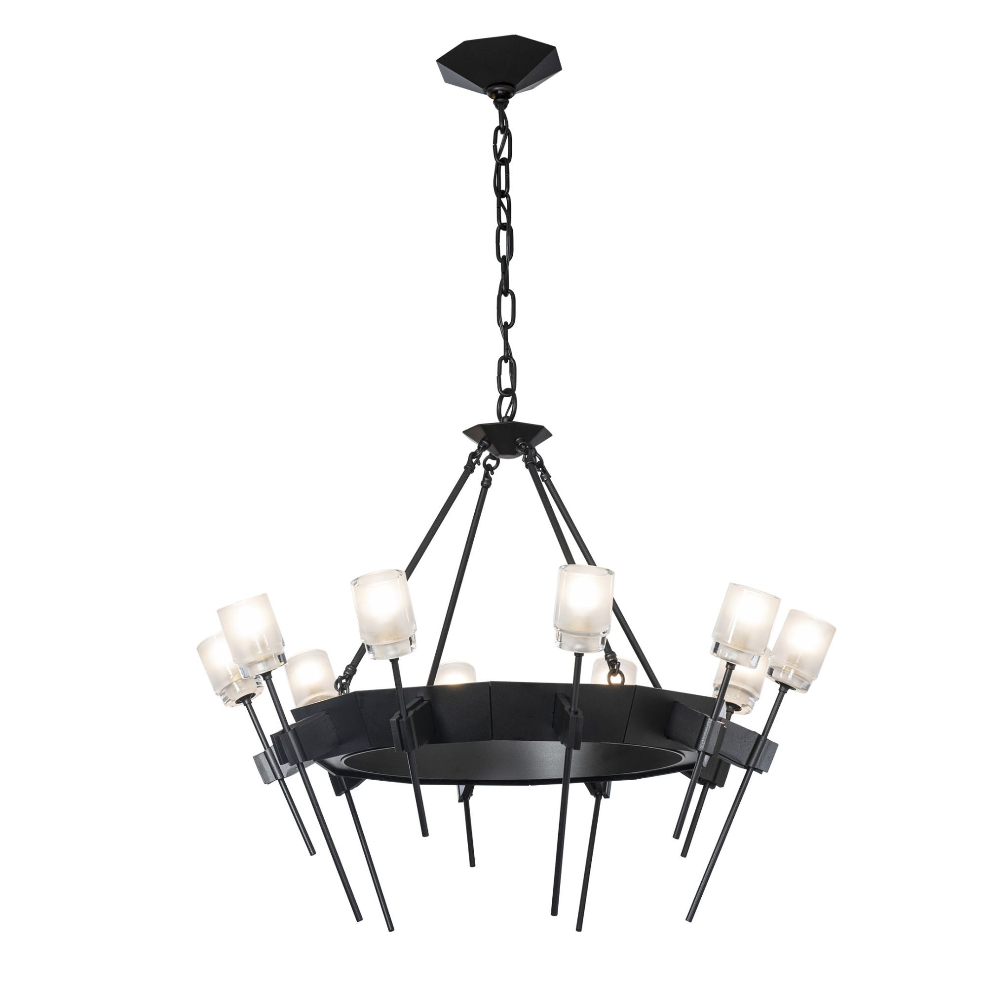 Echo 10-Light Circular Chandelier 10-Light Cast Glass (YC) in Black