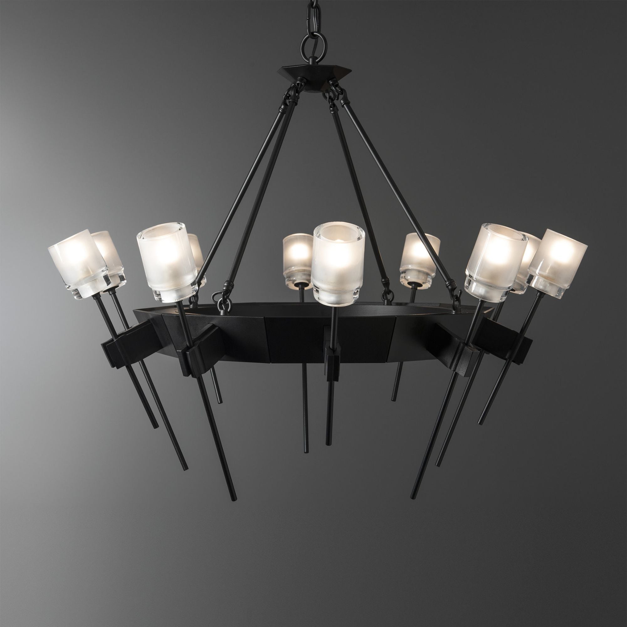 Echo 10-Light Circular Chandelier 10-Light Cast Glass (YC) in Black
