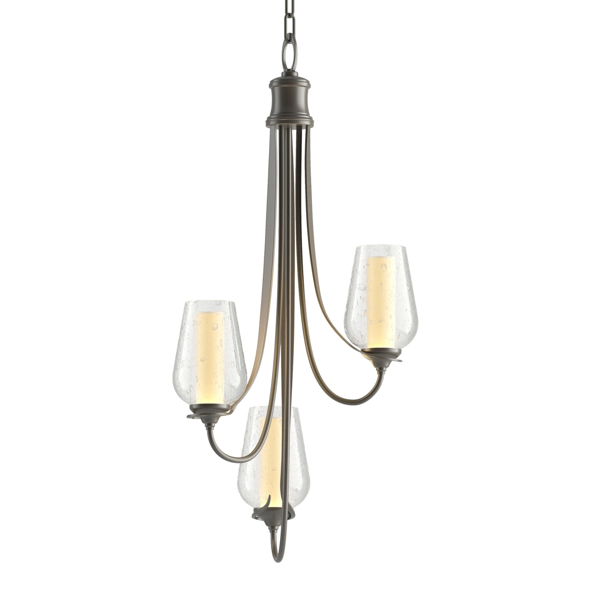 Flora 3 Arm Chandelier 3-Light Seeded Glass with Opal Diffuser (ZS) in Dark Smoke