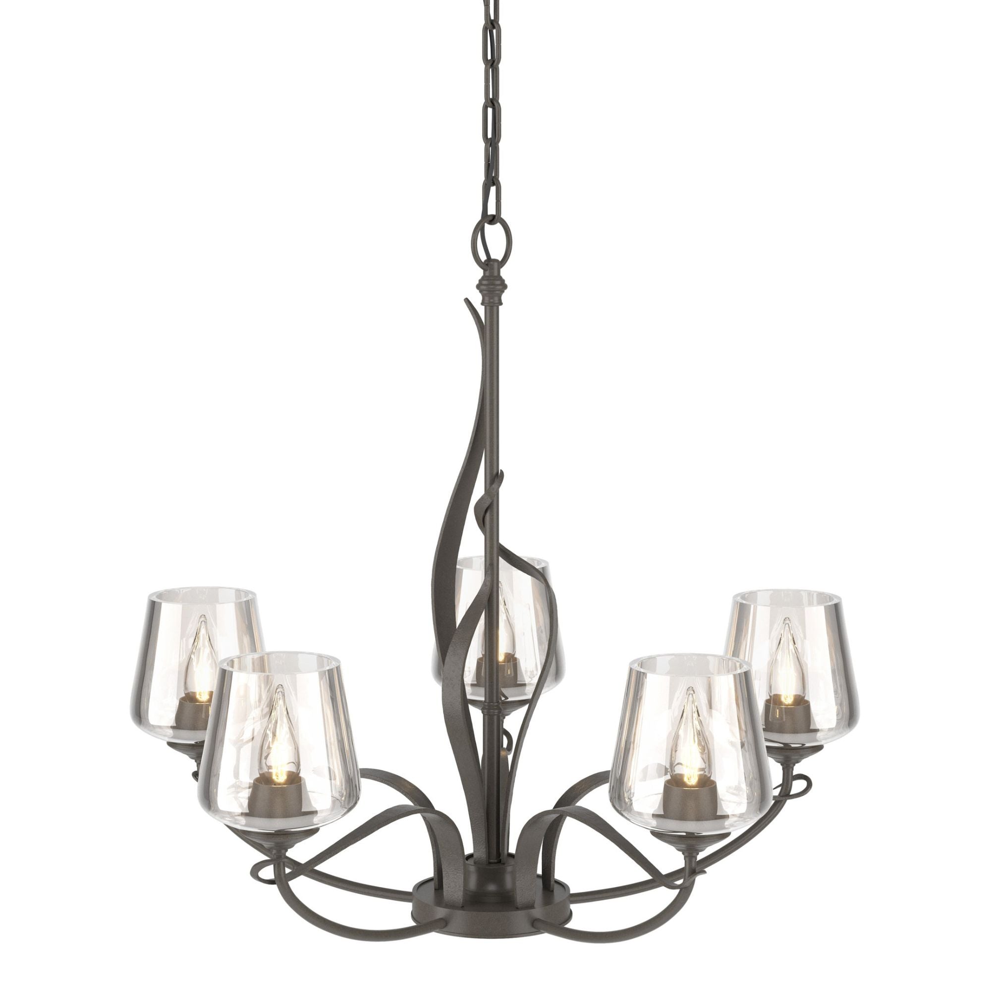 Flora 5 Arm Chandelier 5-Light Clear Glass (ZM) in Dark Smoke