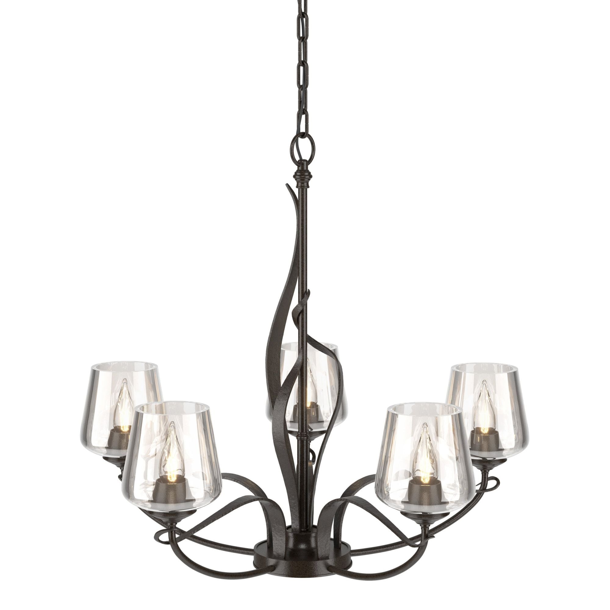 Flora 5 Arm Chandelier 5-Light Clear Glass (ZM) in Oil Rubbed Bronze
