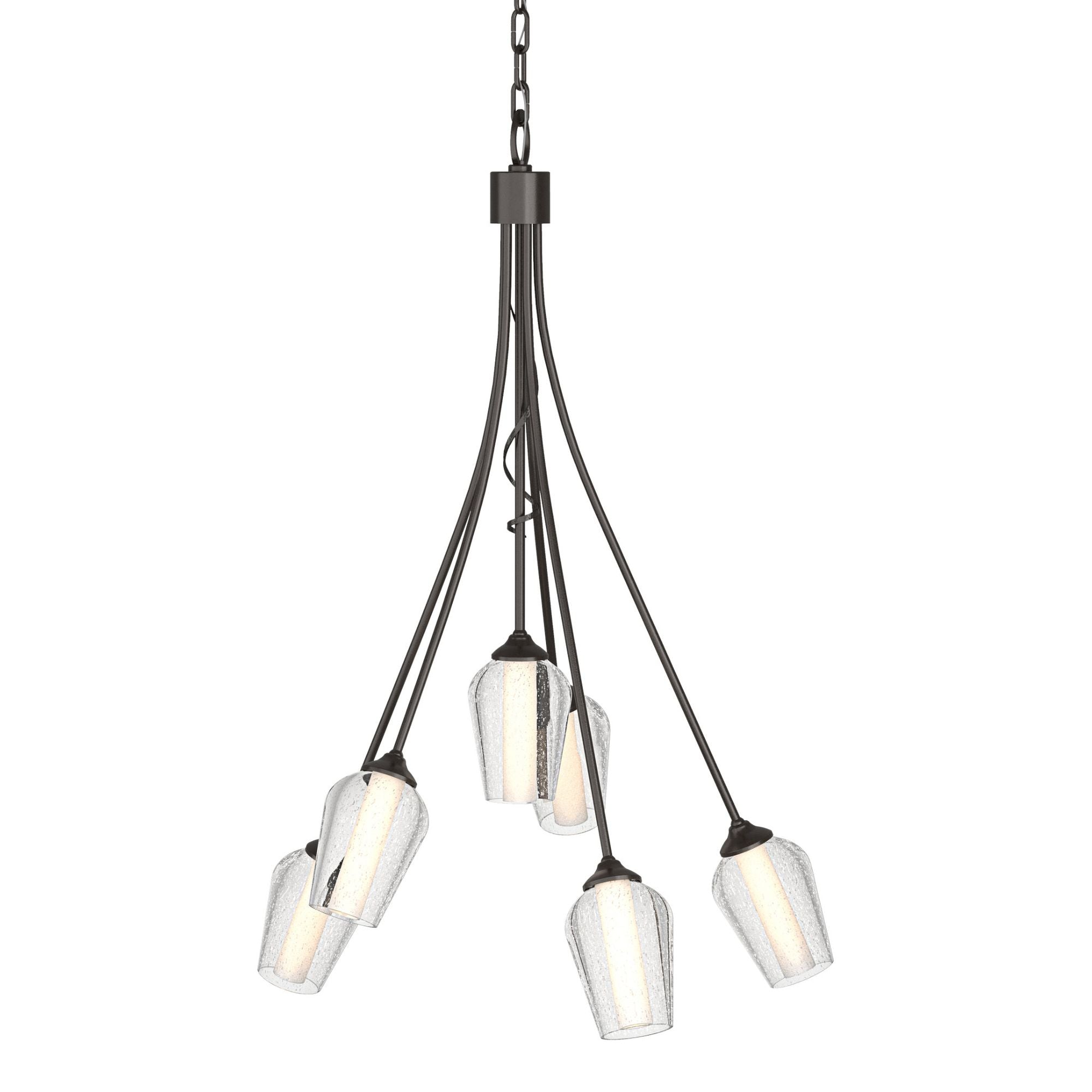 Flora 6 Arm Chandelier 6-Light Seeded Glass with Opal Diffuser (ZS) in Oil Rubbed Bronze