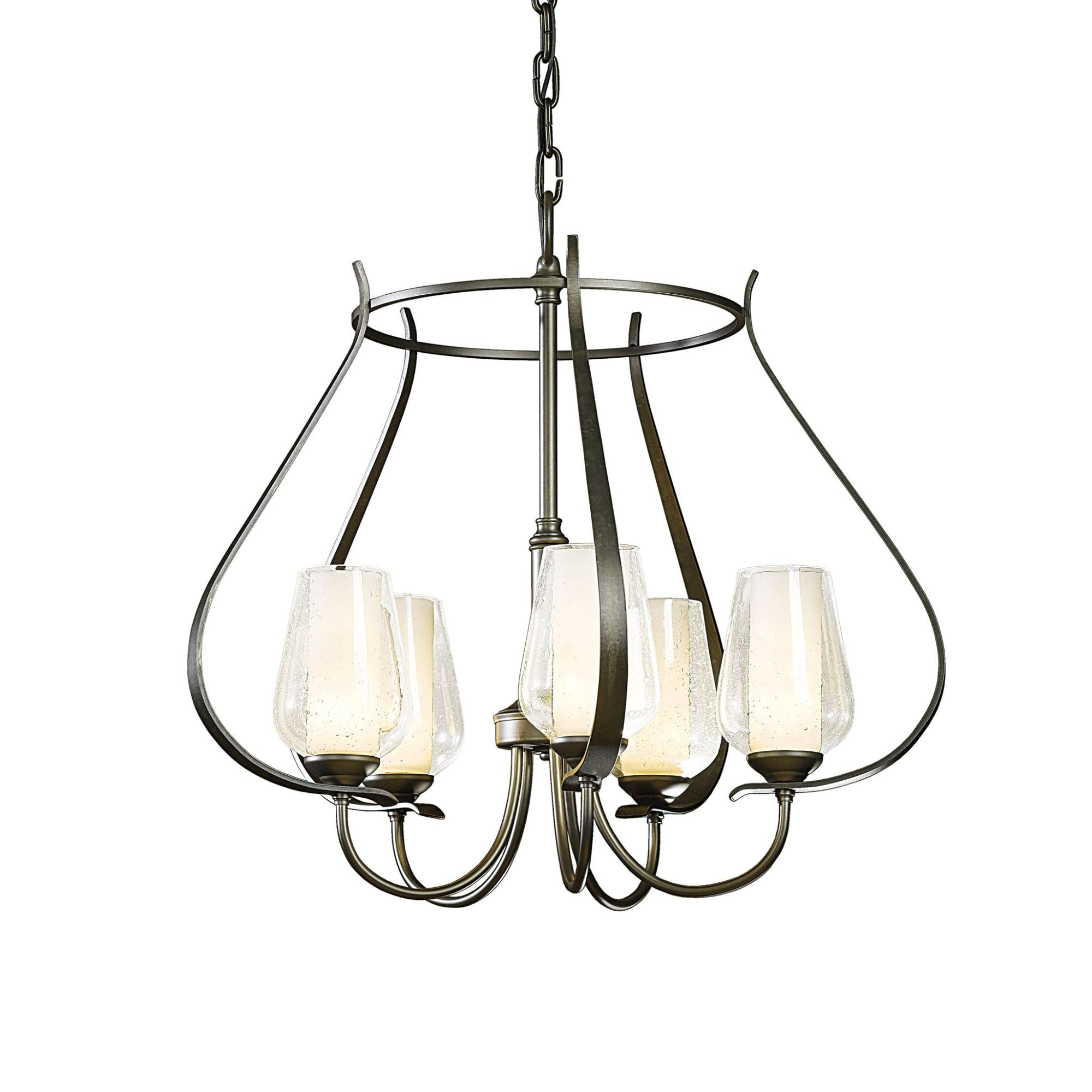 Flora 5 Arm Chandelier 5-Light Seeded Glass with Opal Diffuser (ZS) in Dark Smoke