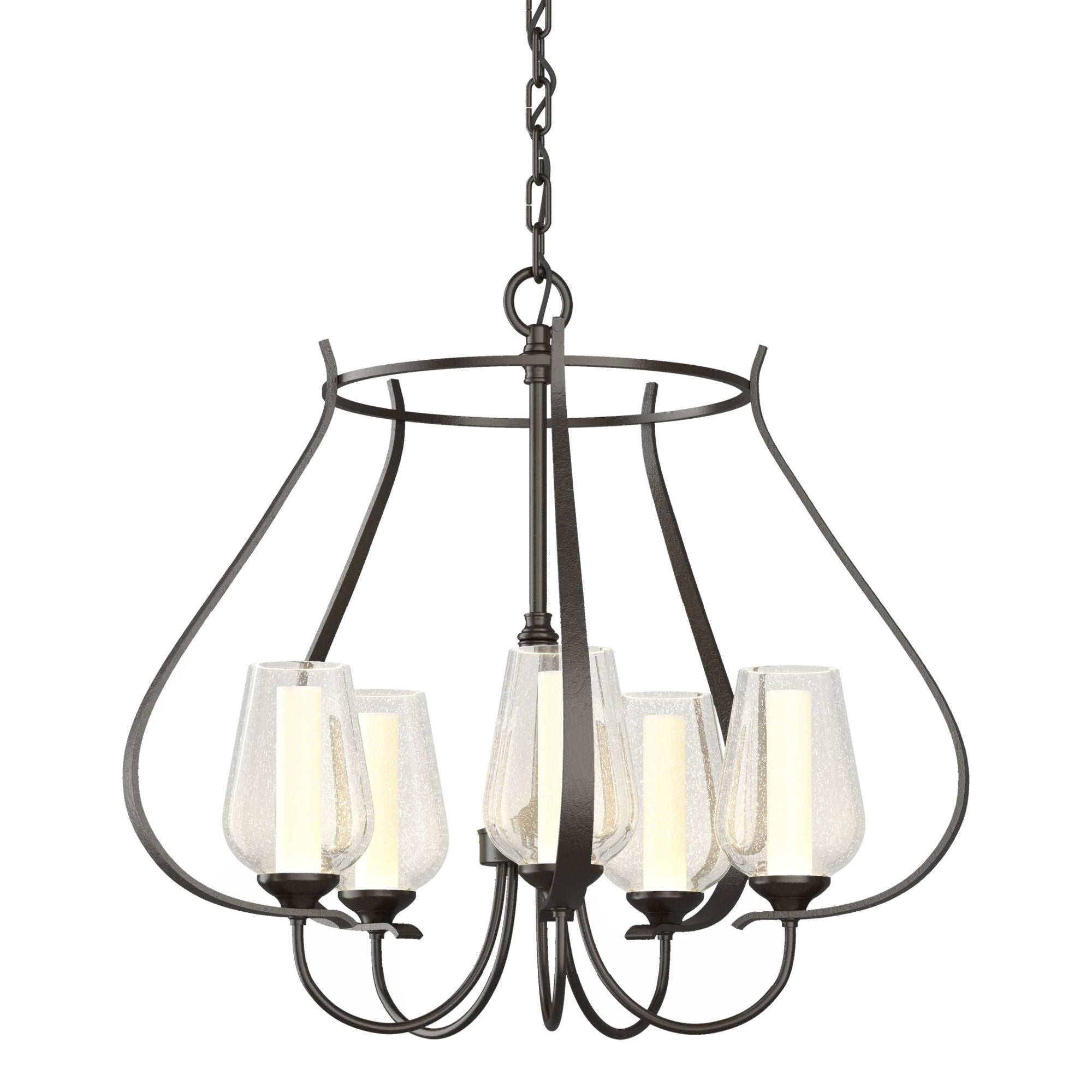 Flora 5 Arm Chandelier 5-Light Seeded Glass with Opal Diffuser (ZS) in Oil Rubbed Bronze