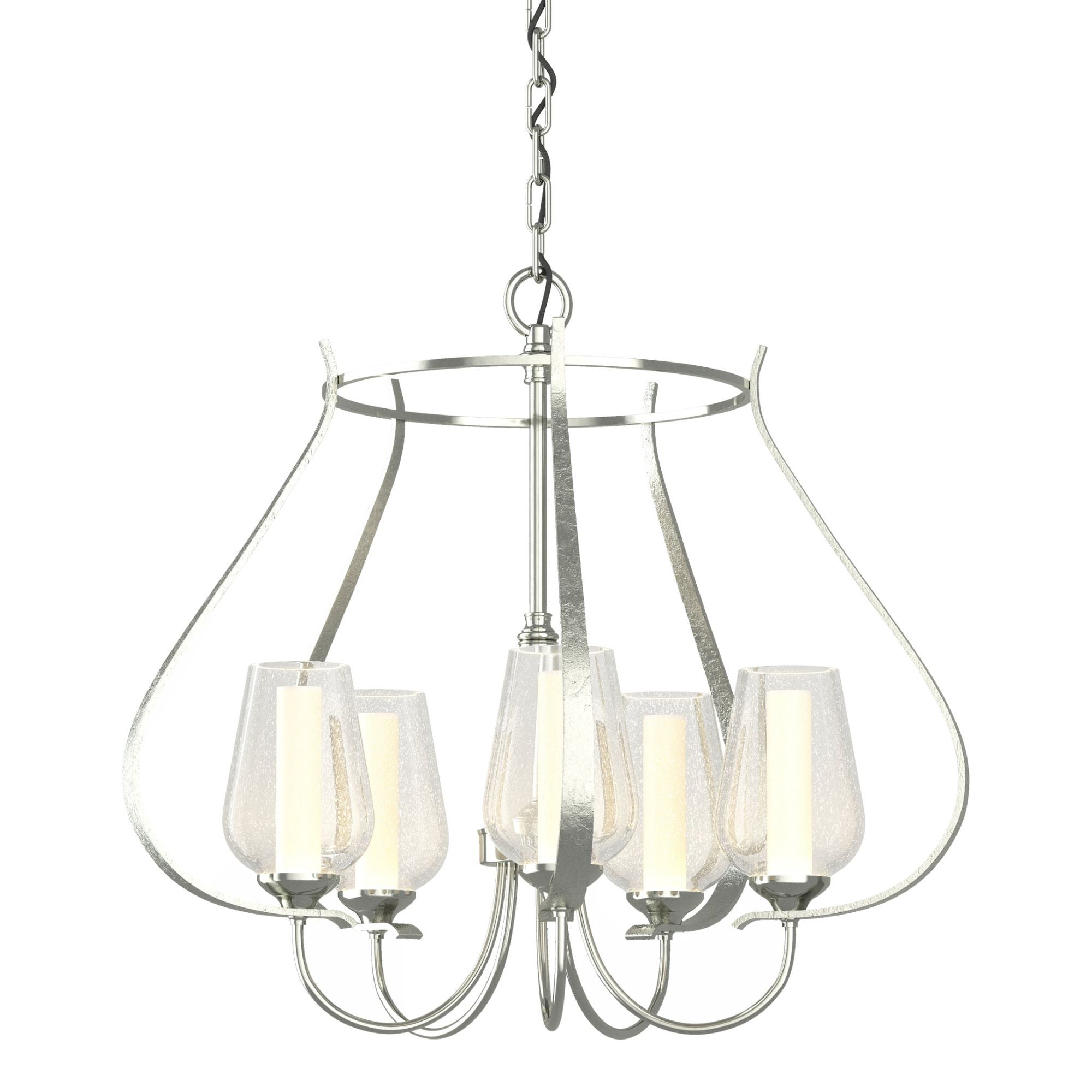 Flora 5 Arm Chandelier 5-Light Seeded Glass with Opal Diffuser (ZS) in Sterling