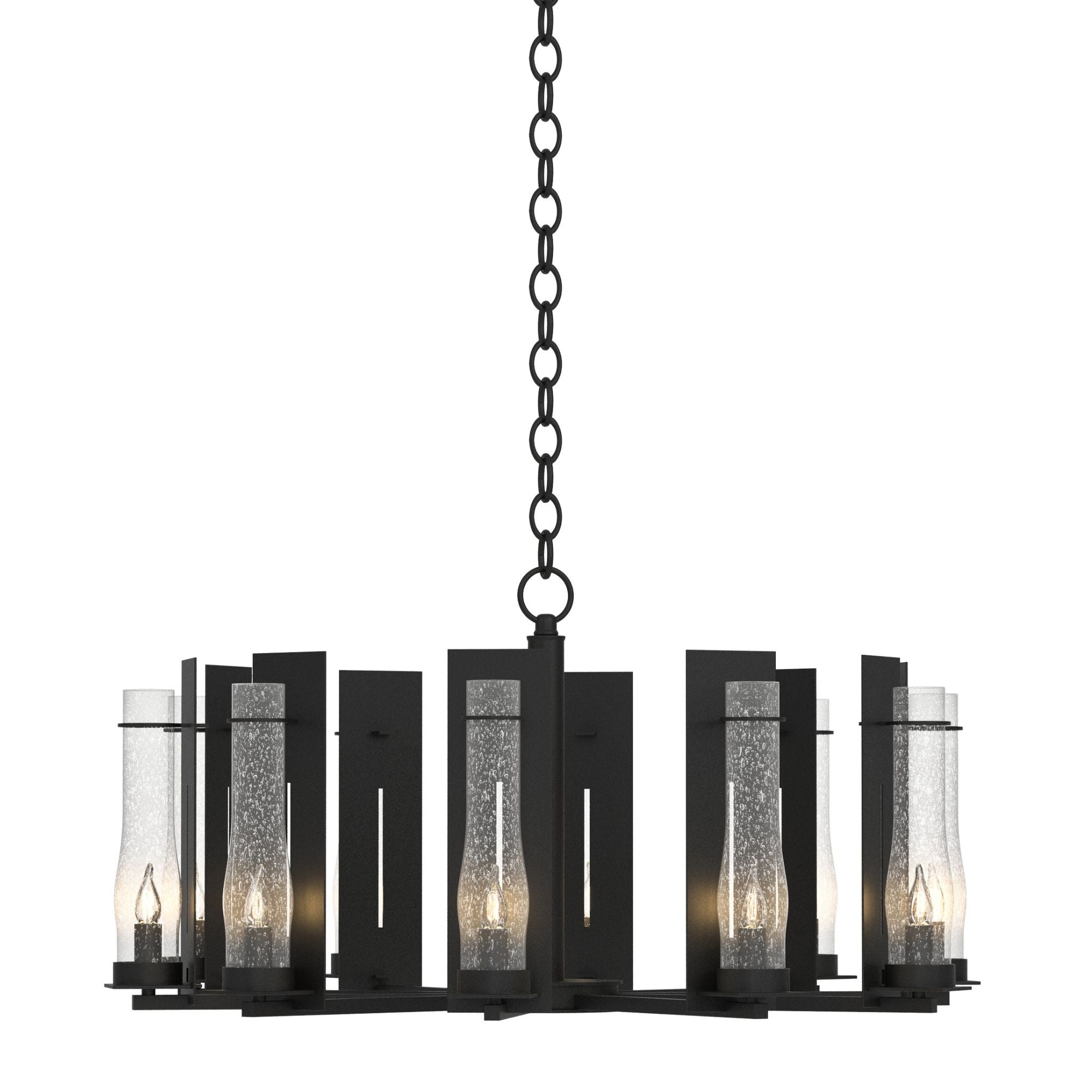 New Town 10 Arm Chandelier 10-Light Seeded Clear Glass (II) in Black