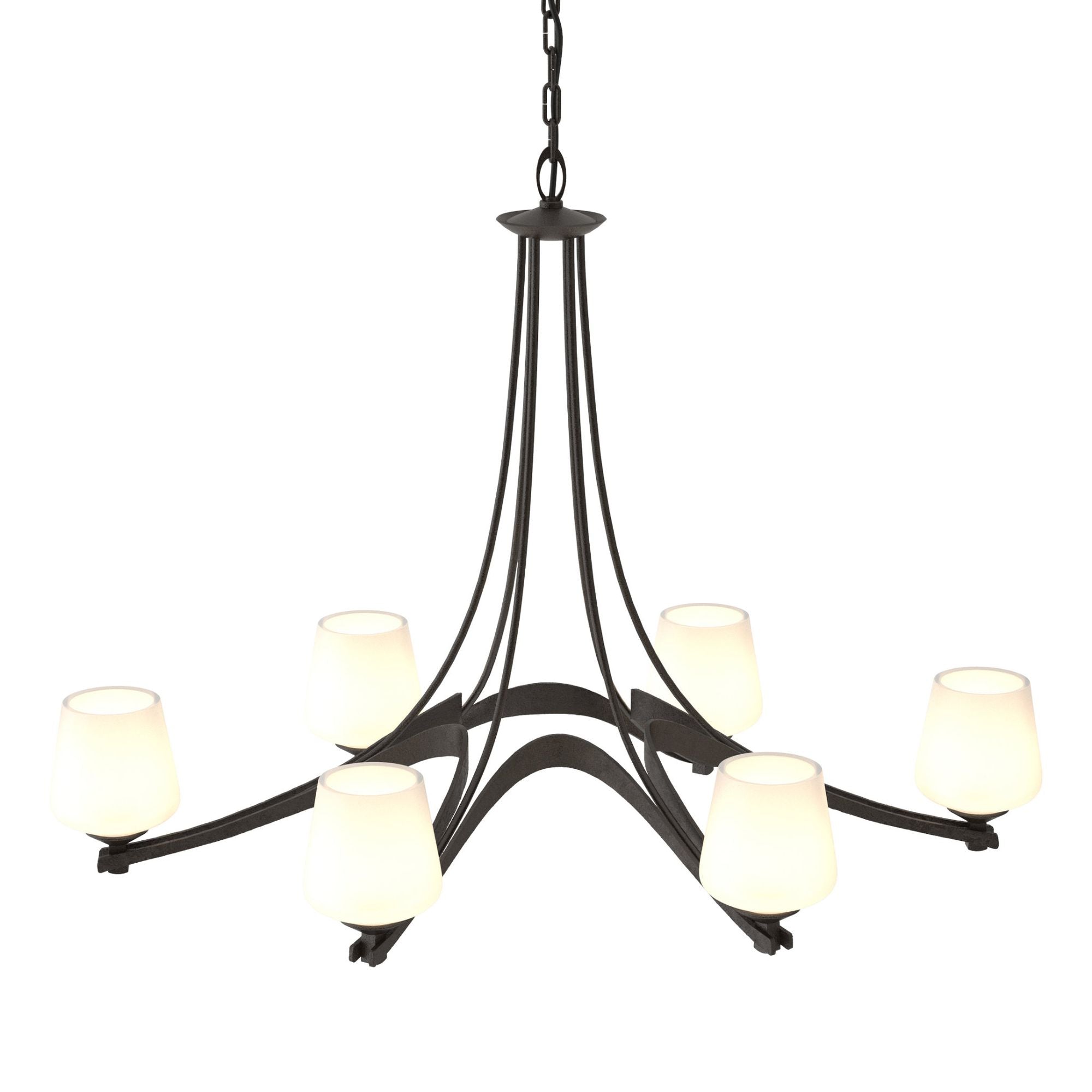 Oval Ribbon Opal Glass 6 Arm Chandelier 6-Light Opal Glass (GG) in Oil Rubbed Bronze
