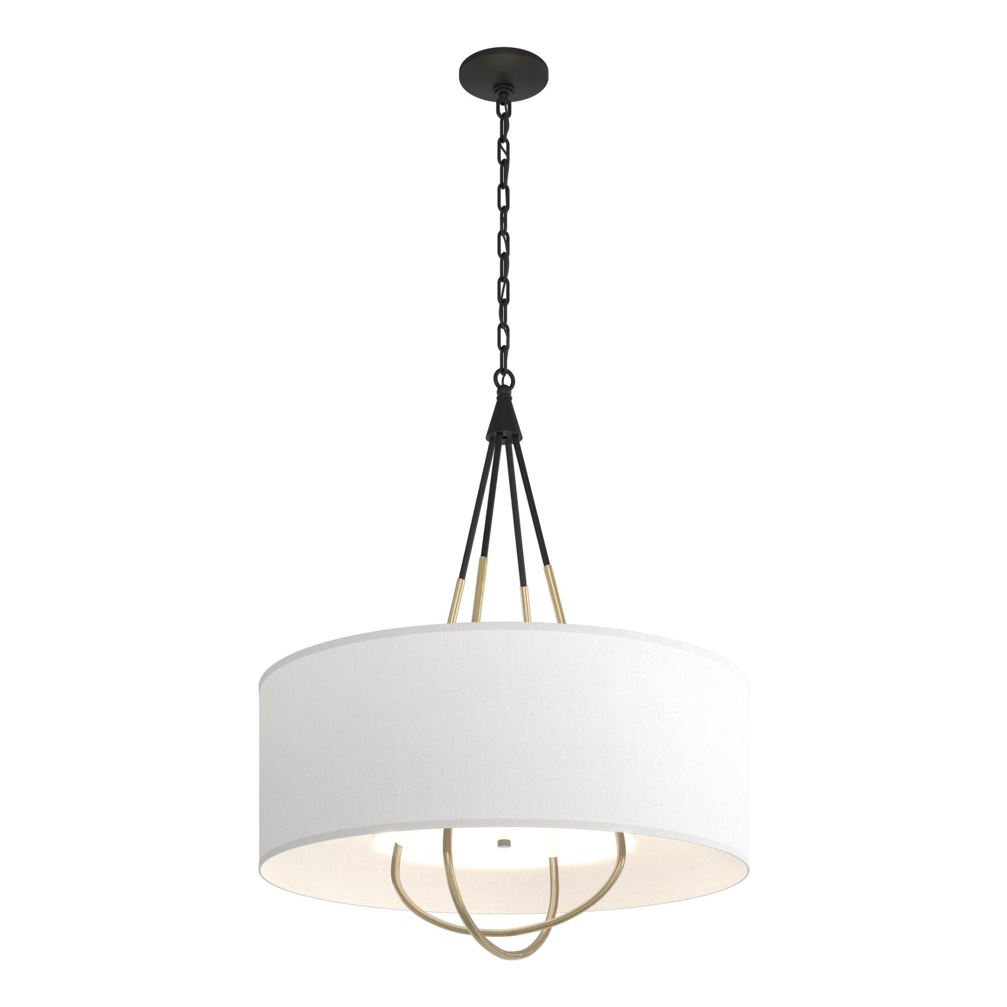 Loop Pendant 4-Light Modern Brass Accent Natural Anna Shade (SF) in Black