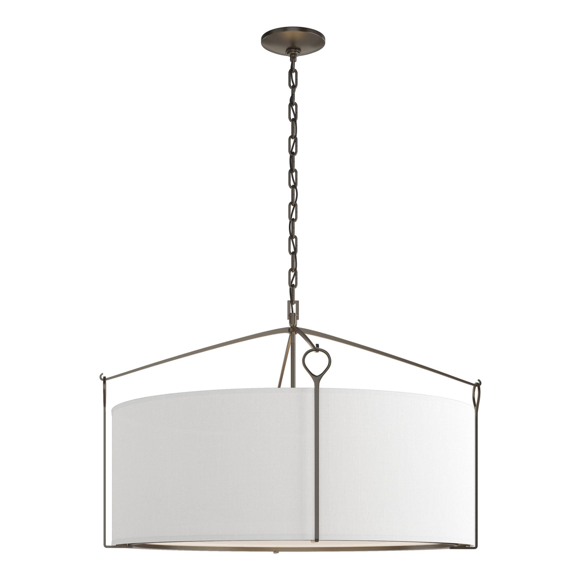 Bow Large Pendant 4-Light Natural Anna Shade (SF) in Oil Rubbed Bronze