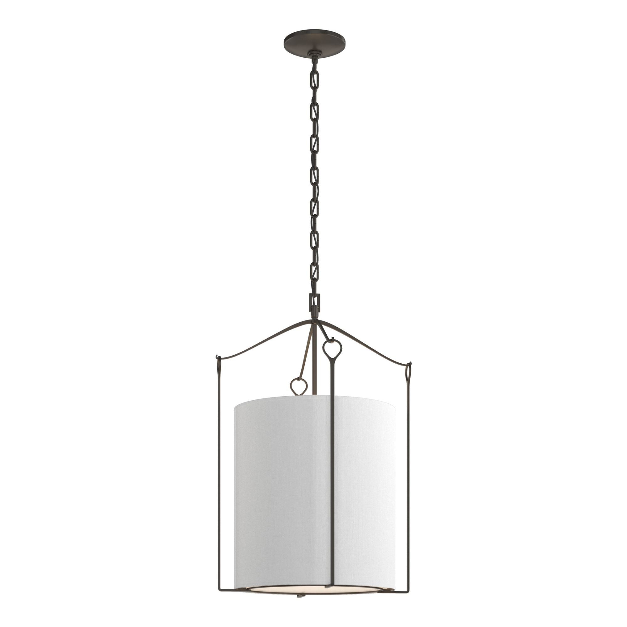 Bow Tall Pendant 3-Light Natural Anna Shade (SF) in Dark Smoke
