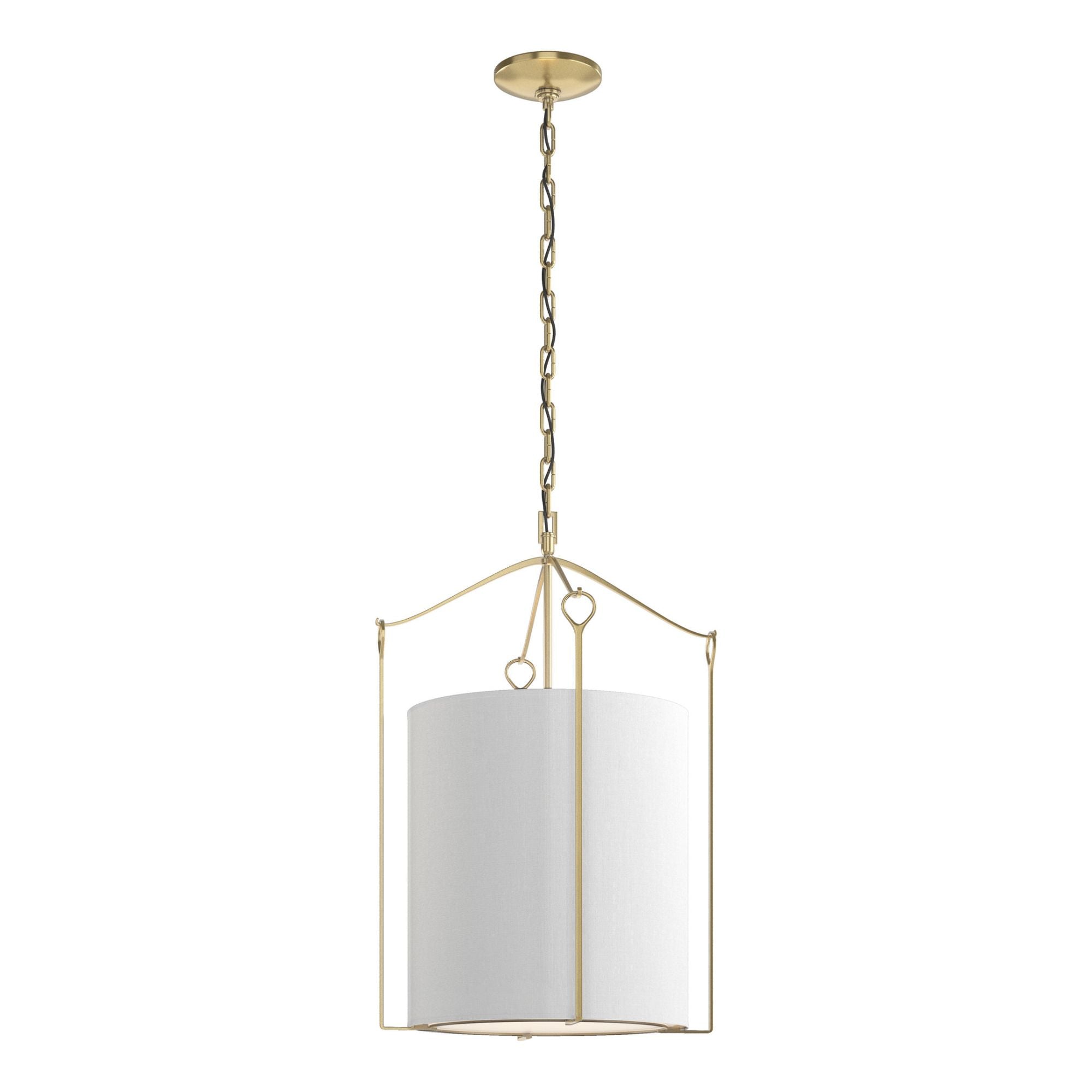 Bow Tall Pendant 3-Light Natural Anna Shade (SF) in Modern Brass