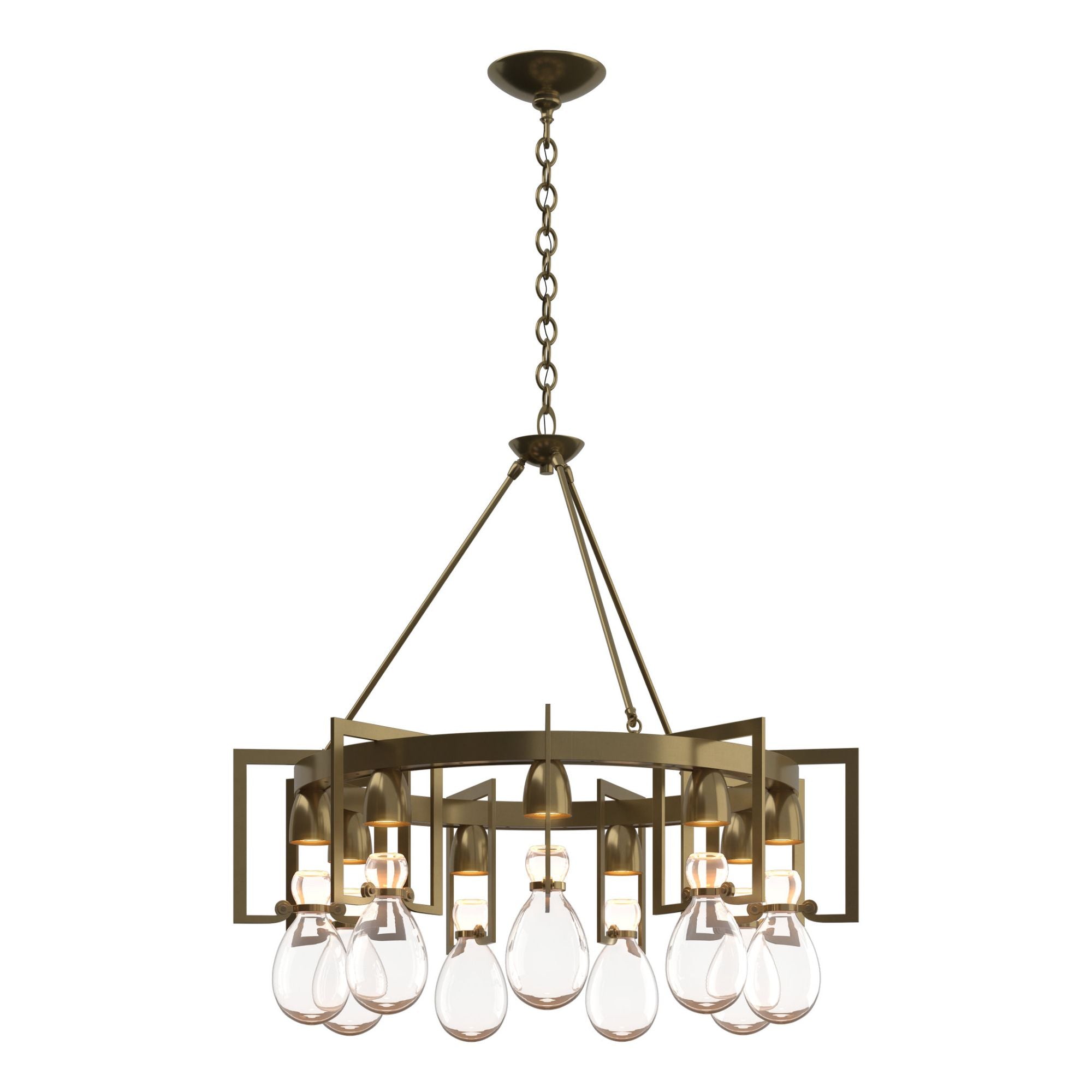 Apothecary Circular Chandelier 9-Light Clear Glass (ZM) in Modern Brass