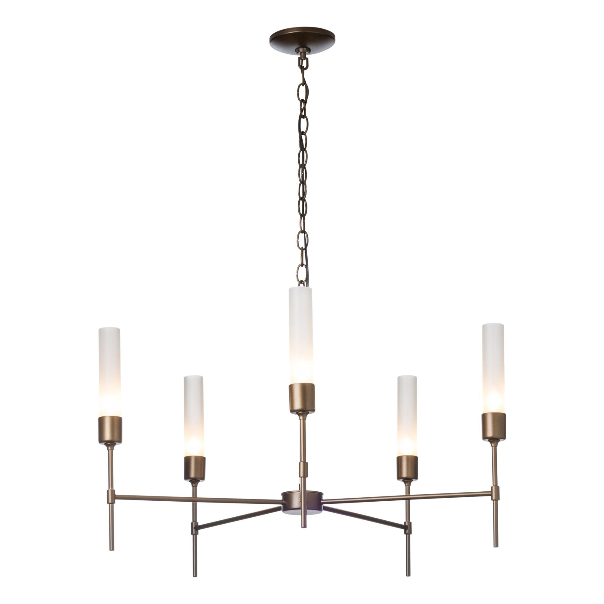 Vela Frosted Glass 5 Arm Chandelier 5-Light Frosted Glass (FD) in Dark Smoke