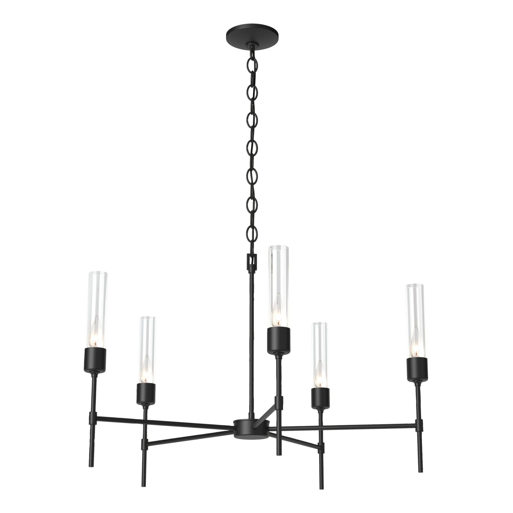 Vela Clear Glass 5 Arm Chandelier 5-Light Clear Glass (ZM) in Black