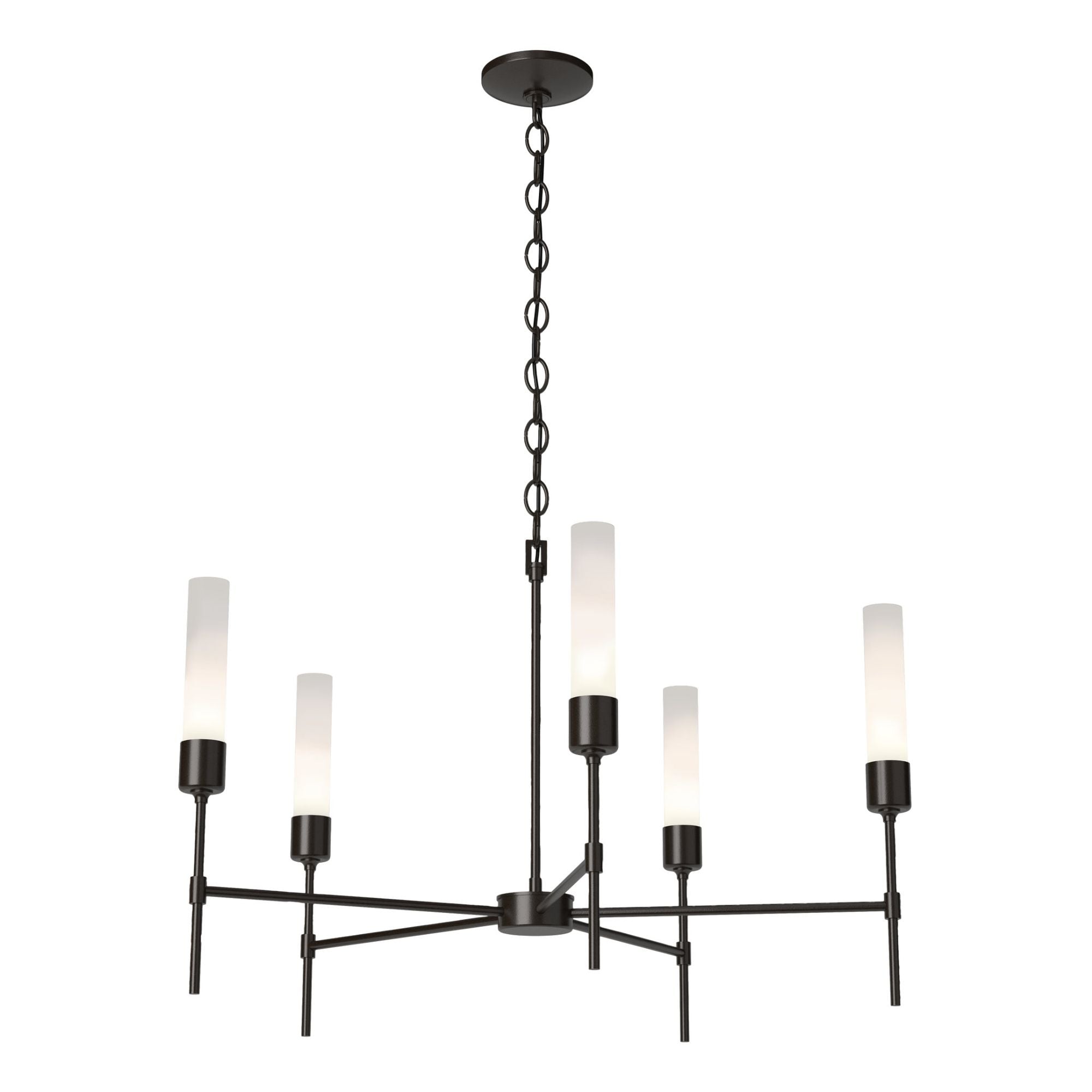 Vela Frosted Glass 5 Arm Chandelier 5-Light Frosted Glass (FD) in Oil Rubbed Bronze