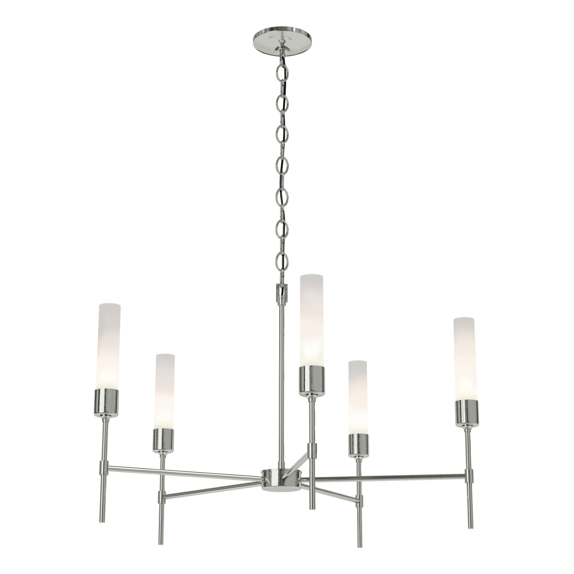 Vela Frosted Glass 5 Arm Chandelier 5-Light Frosted Glass (FD) in Sterling