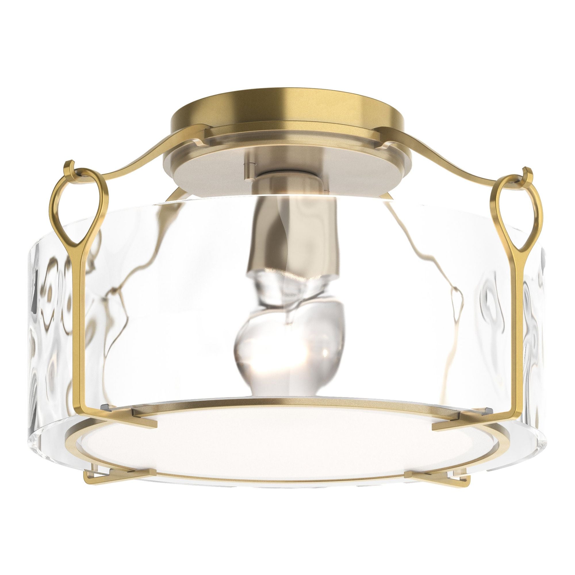 Bow Medium Semi-Flush 1-Light Water Glass (LL) in Modern Brass