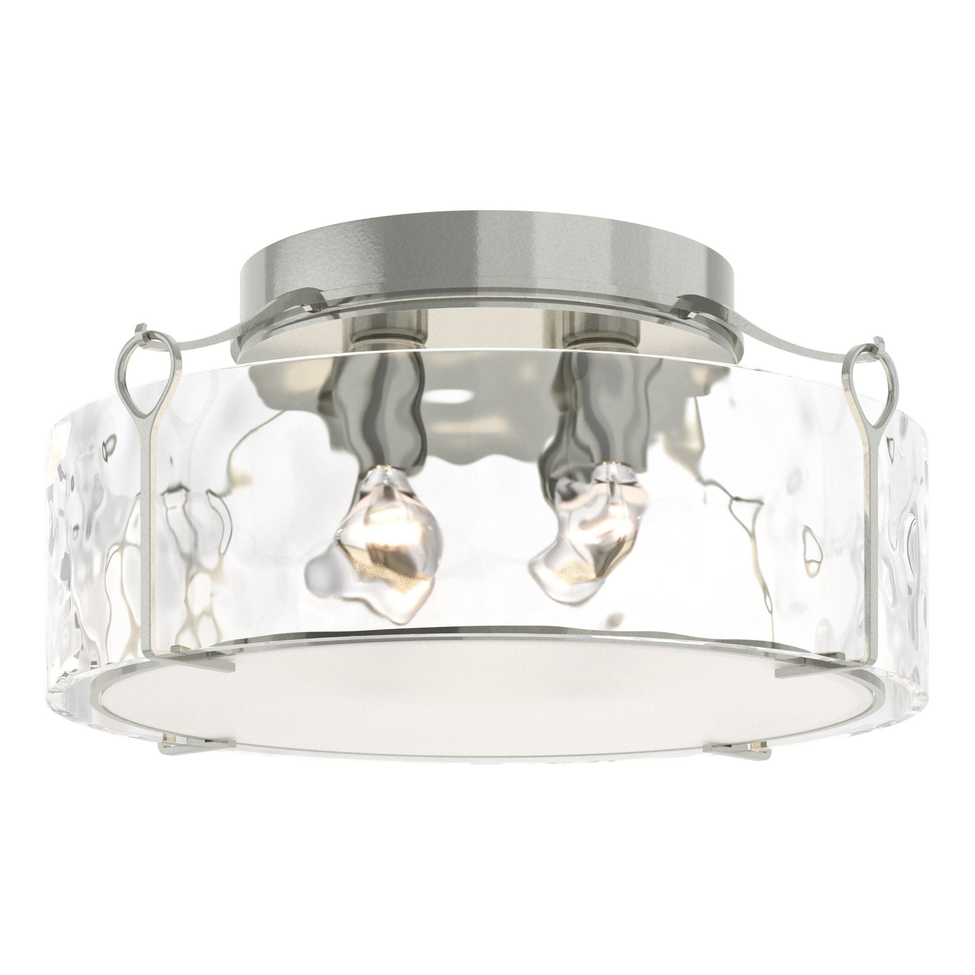 Bow Large Semi-Flush 4-Light Water Glass (LL) in Sterling
