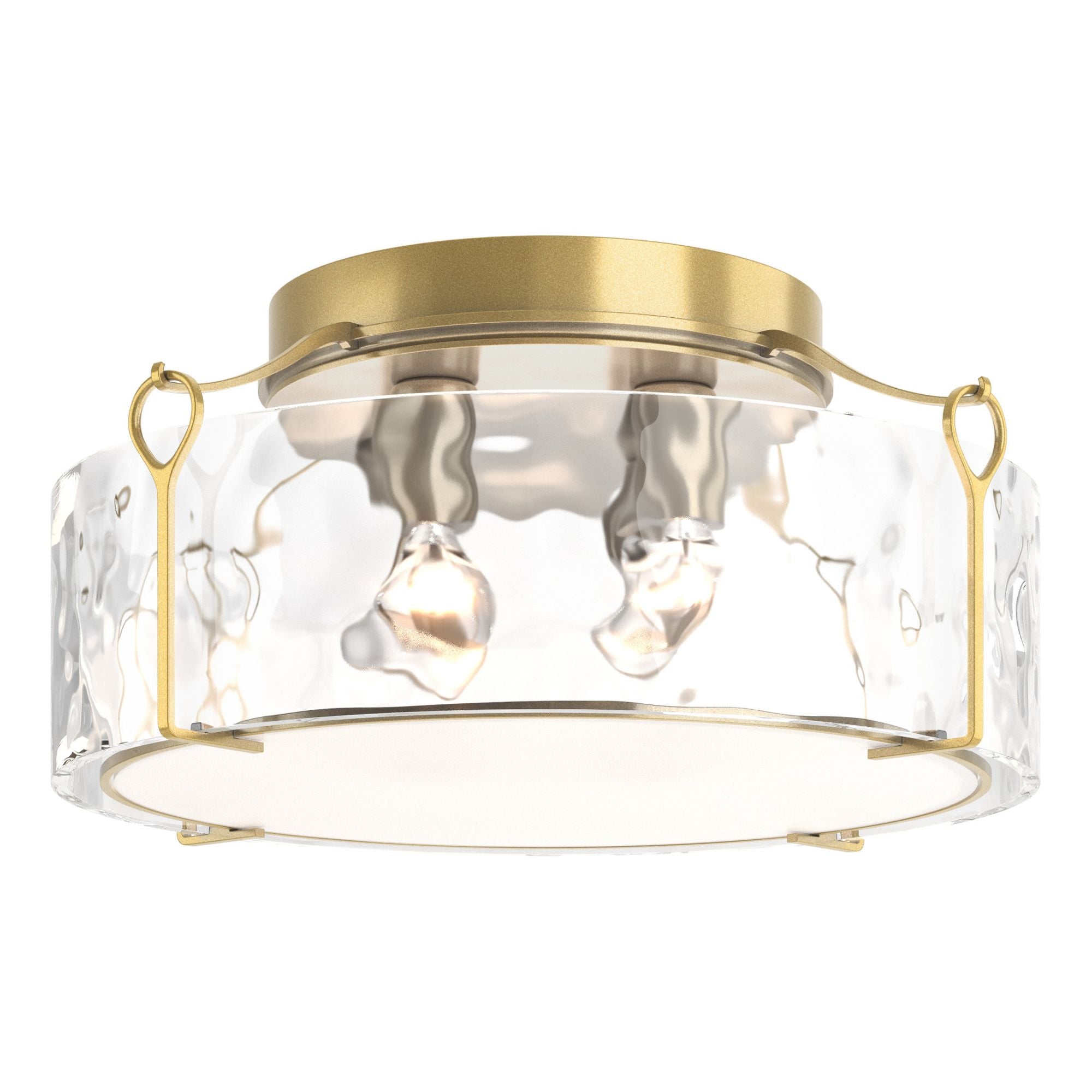 Bow Large Semi-Flush 4-Light Water Glass (LL) in Modern Brass