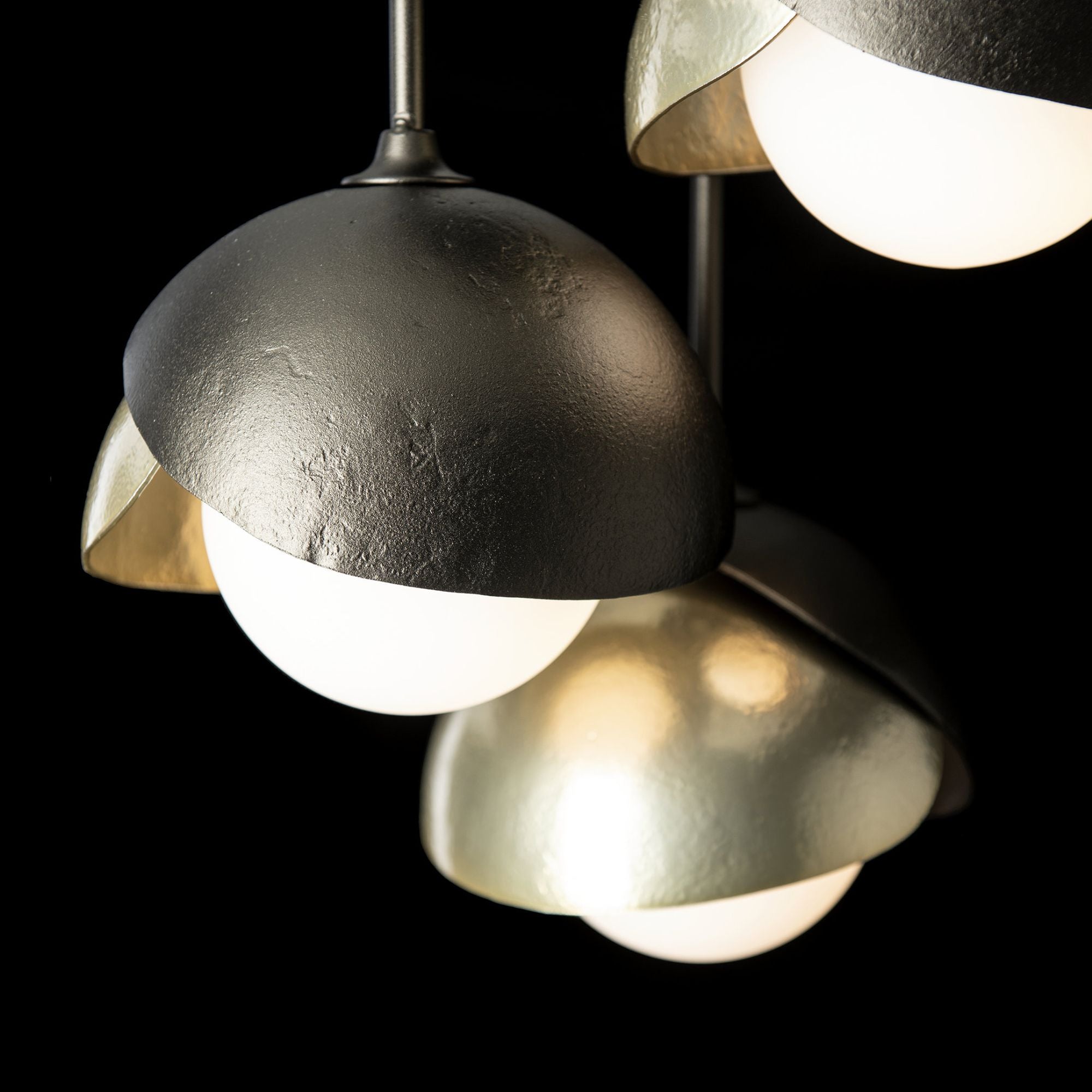 Brooklyn 3-Light Double Shade Semi-Flush 3-Light Modern Brass Accent Opal Glass (GG) in Oil Rubbed Bronze