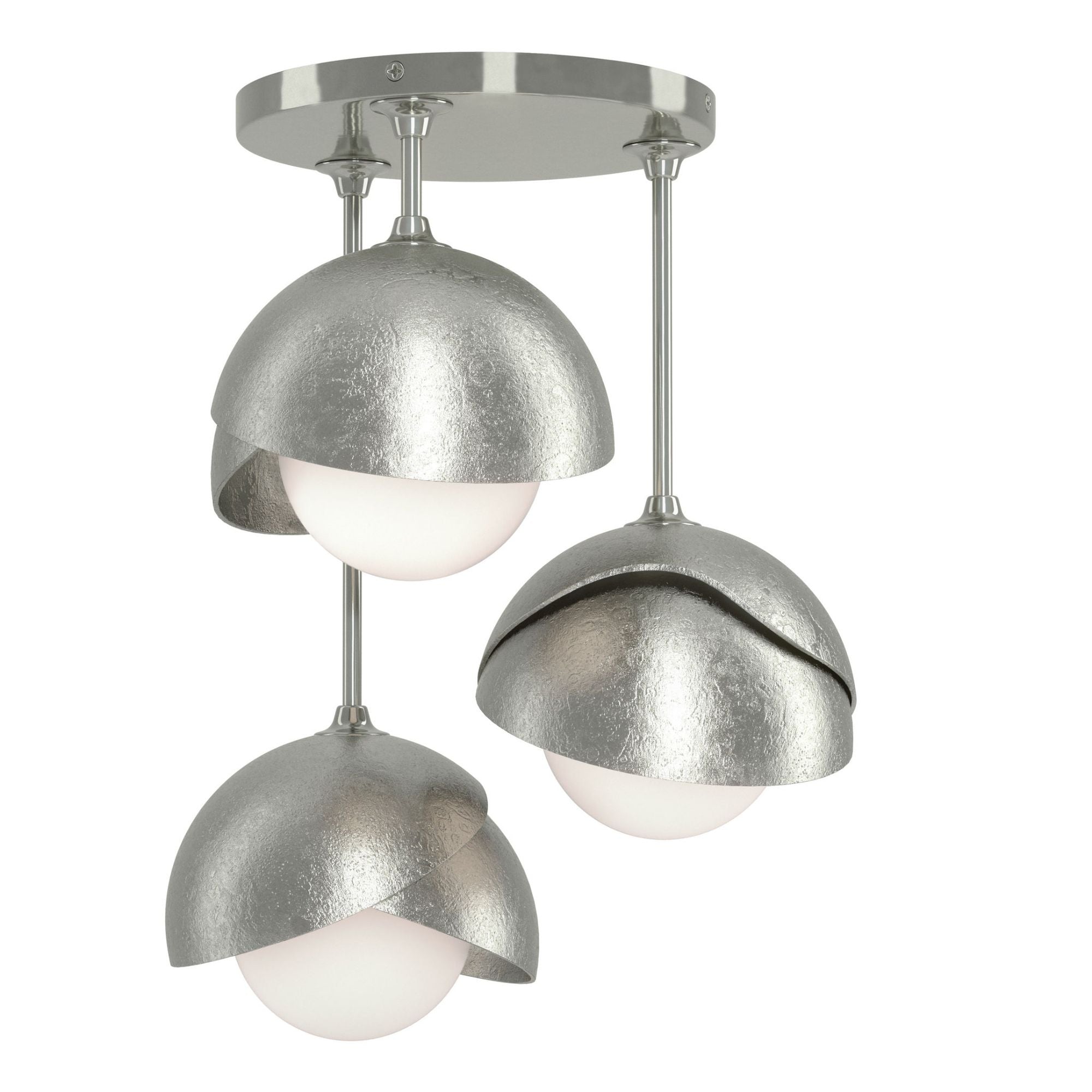 Brooklyn 3-Light Double Shade Semi-Flush 3-Light Sterling Accent Opal Glass (GG) in Sterling
