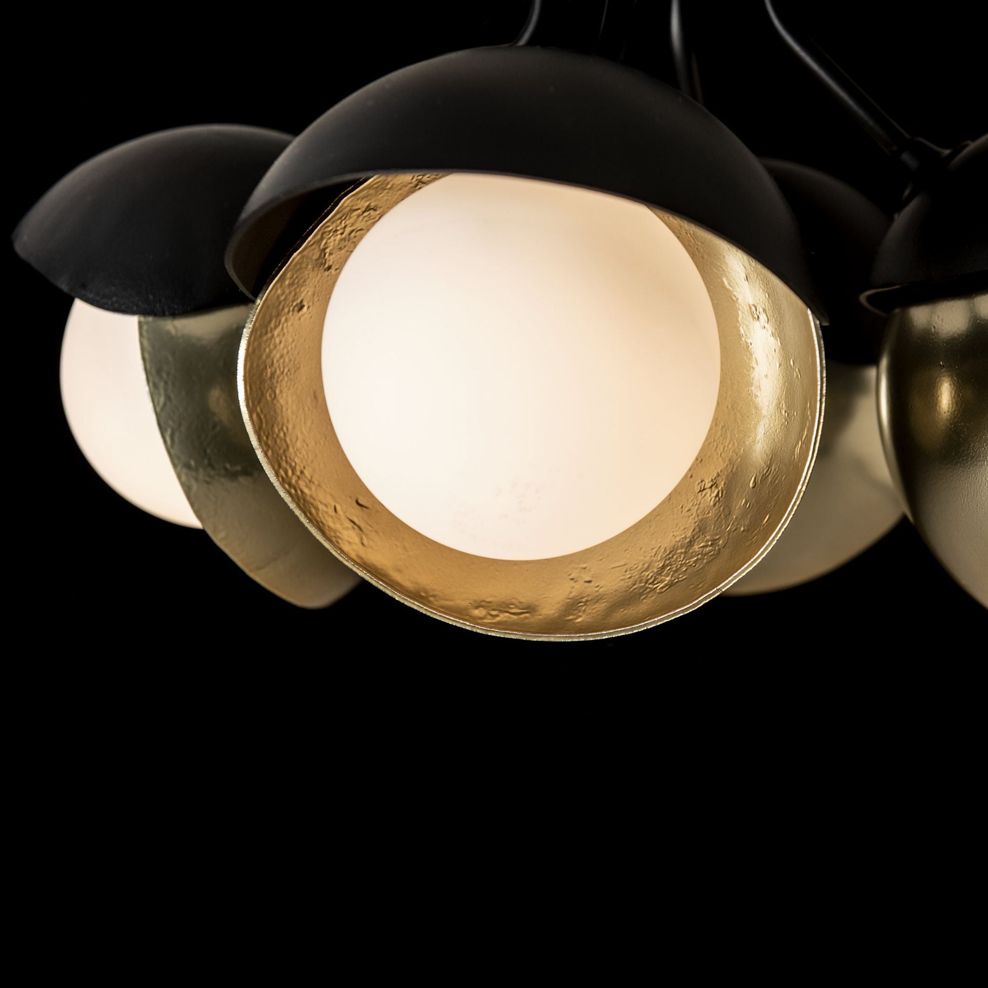 Brooklyn 4-Light Double Shade Semi-Flush 4-Light Modern Brass Accent Opal Glass (GG) in Black