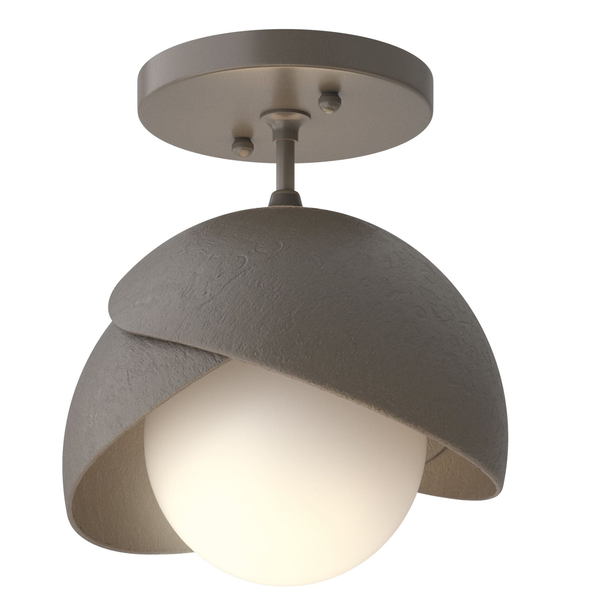 Brooklyn 1-Light Double Shade Semi-Flush 1-Light Dark Smoke Accent Opal Glass (GG) in Dark Smoke