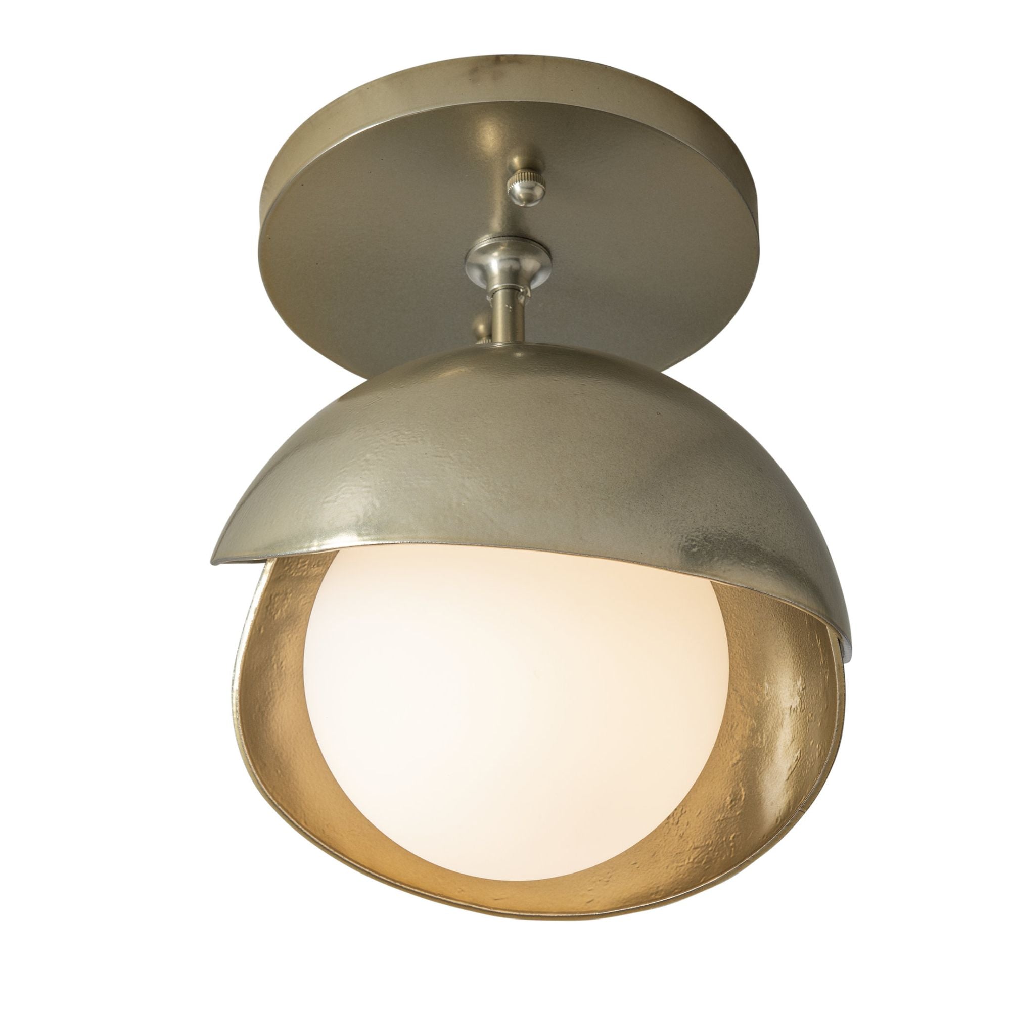 Brooklyn 1-Light Double Shade Semi-Flush 1-Light Modern Brass Accent Opal Glass (GG) in Modern Brass