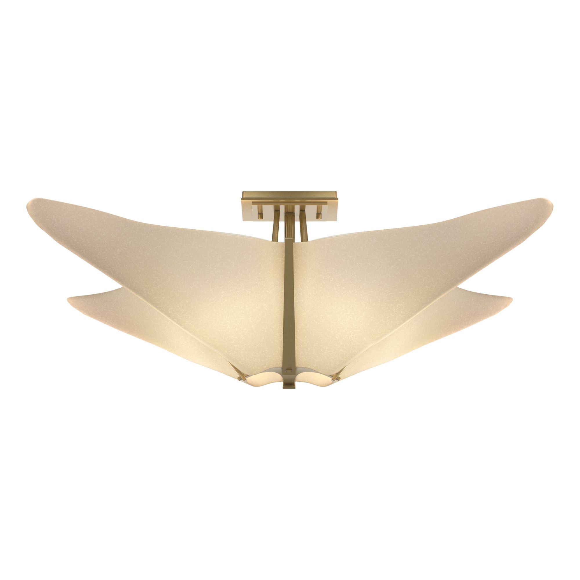 Kirigami Semi-Flush 4-Light Spun Frost (SH) in Modern Brass