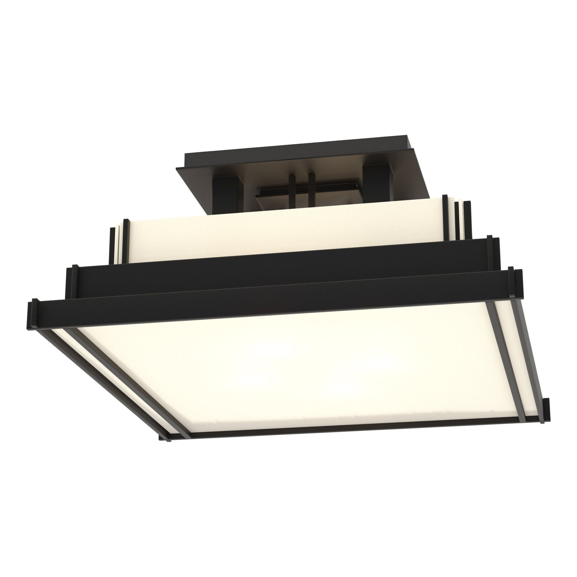 Steppe Small Semi-Flush 4-Light White Art Glass (BB) in Black
