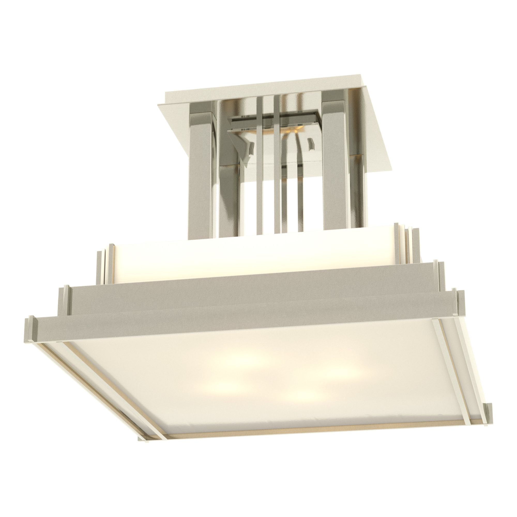Steppe Large Semi-Flush 4-Light White Art Glass (BB) in Sterling