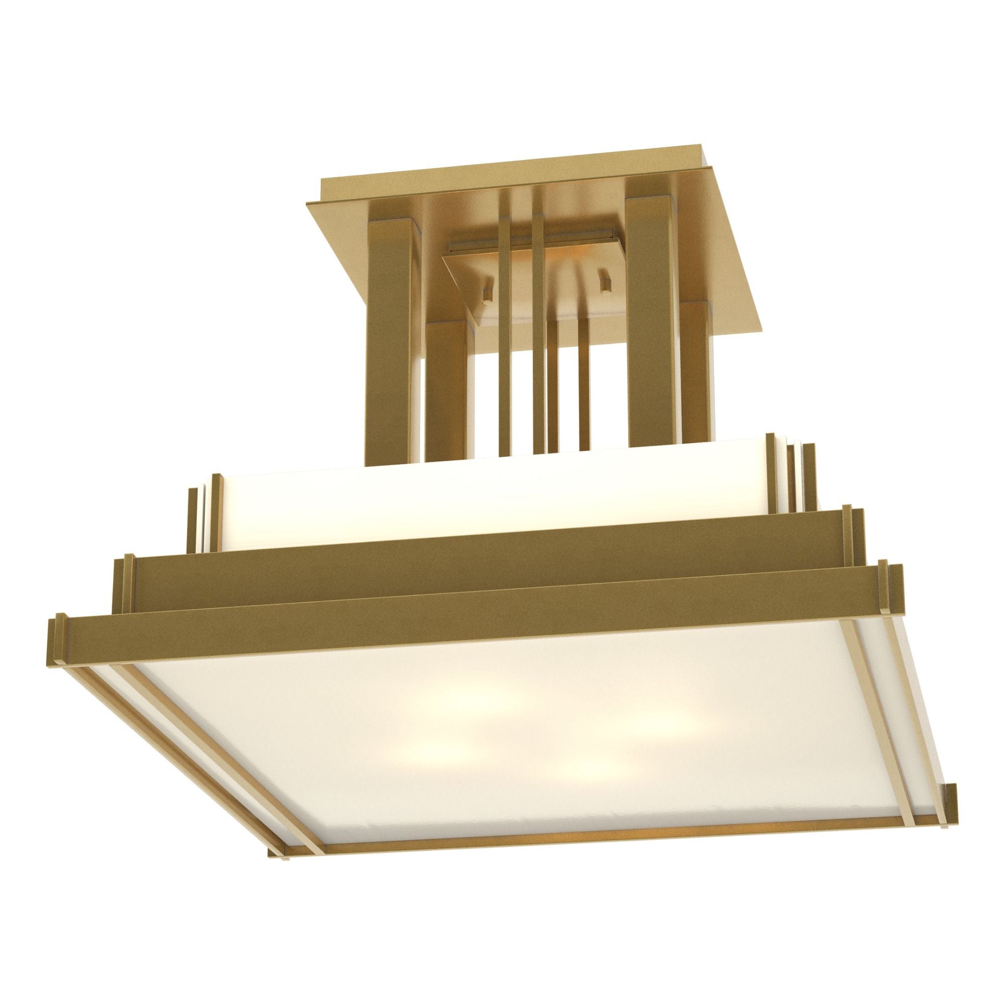 Steppe Large Semi-Flush 4-Light White Art Glass (BB) in Modern Brass