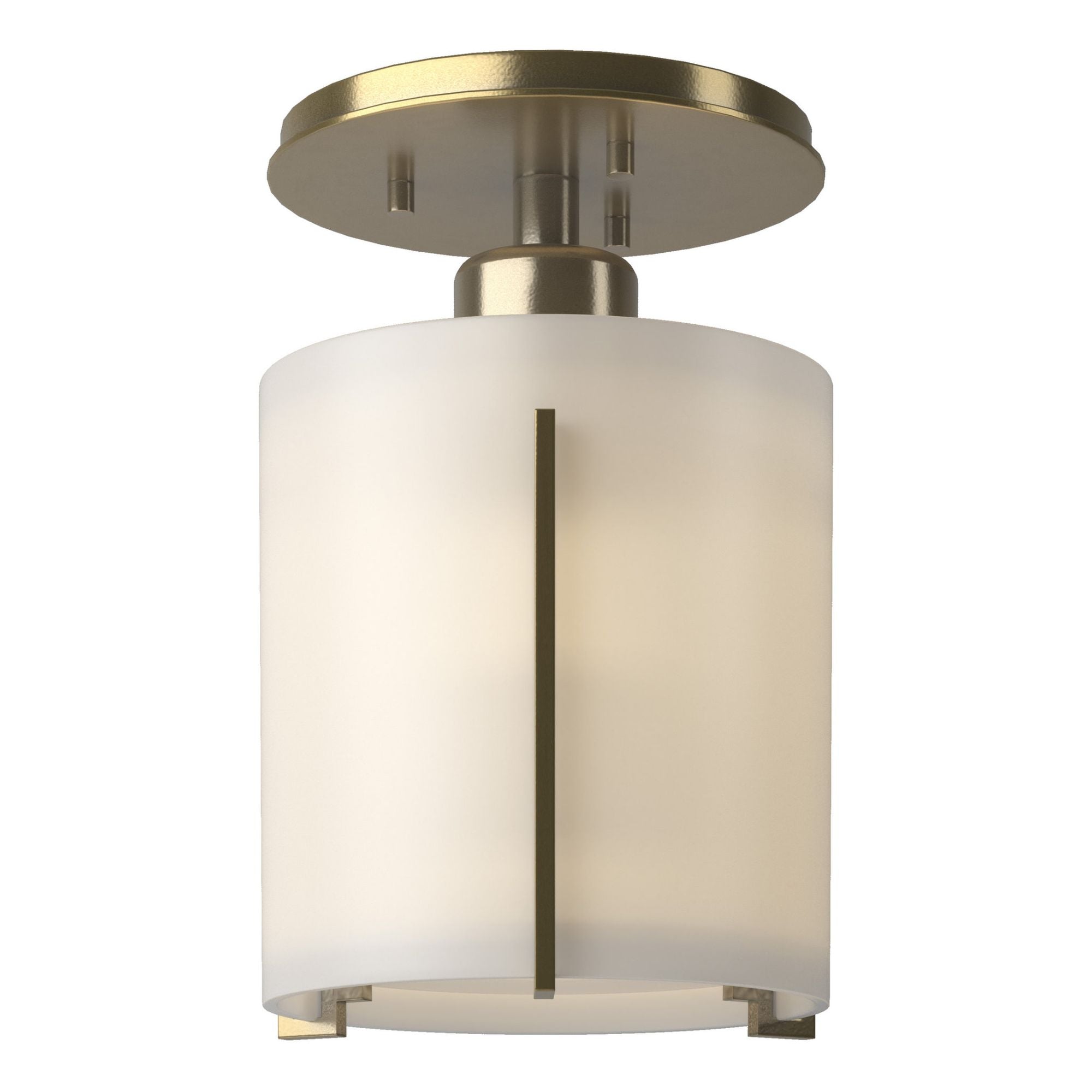 Exos Round Semi-Flush 1-Light Opal Glass (GG) in Modern Brass
