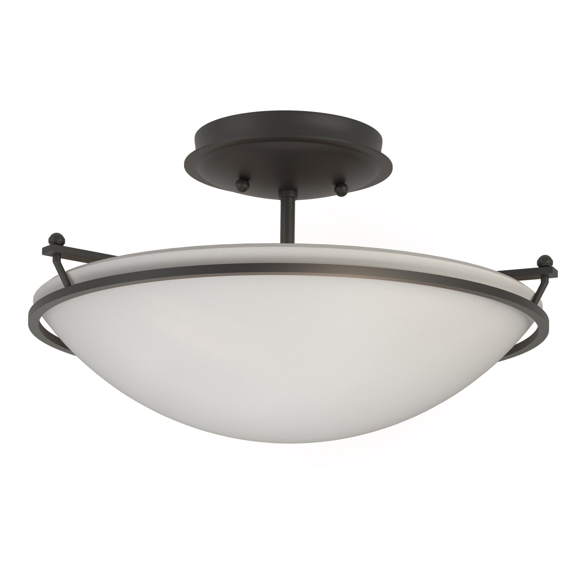Plain Small Semi-Flush 2-Light Opal Glass (GG) in Black