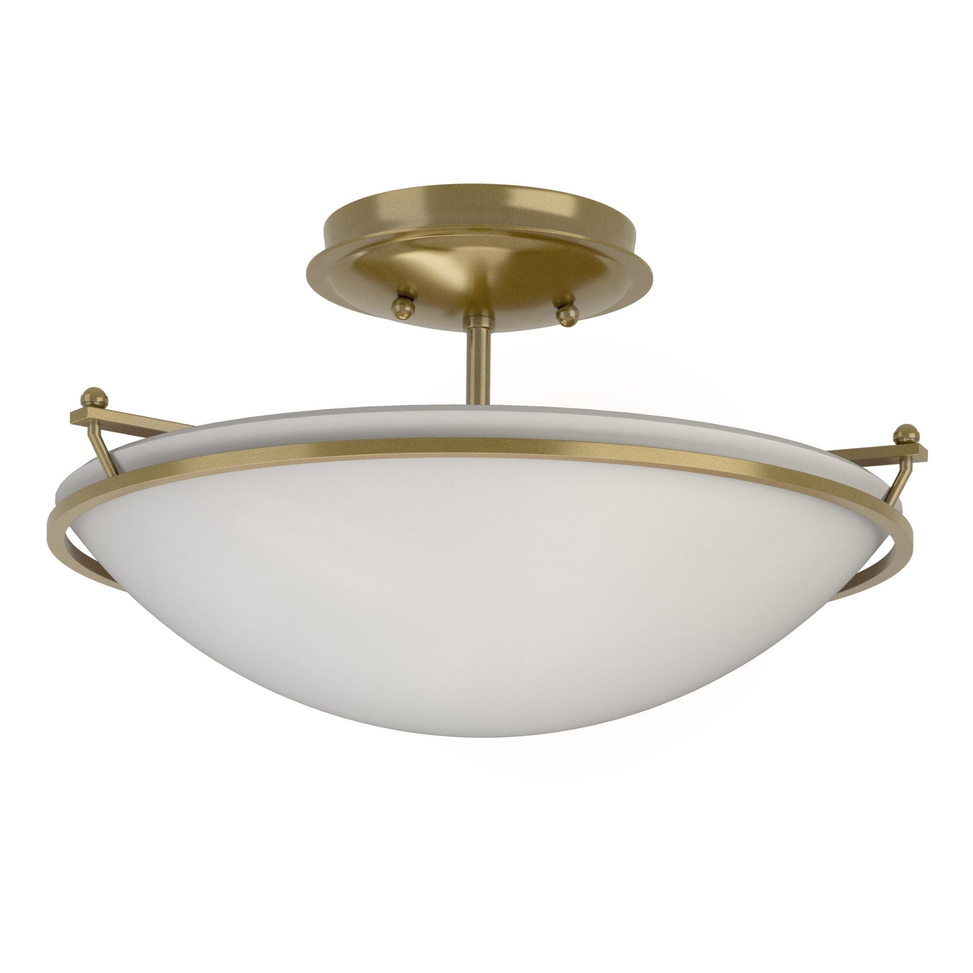 Plain Small Semi-Flush 2-Light Opal Glass (GG) in Modern Brass