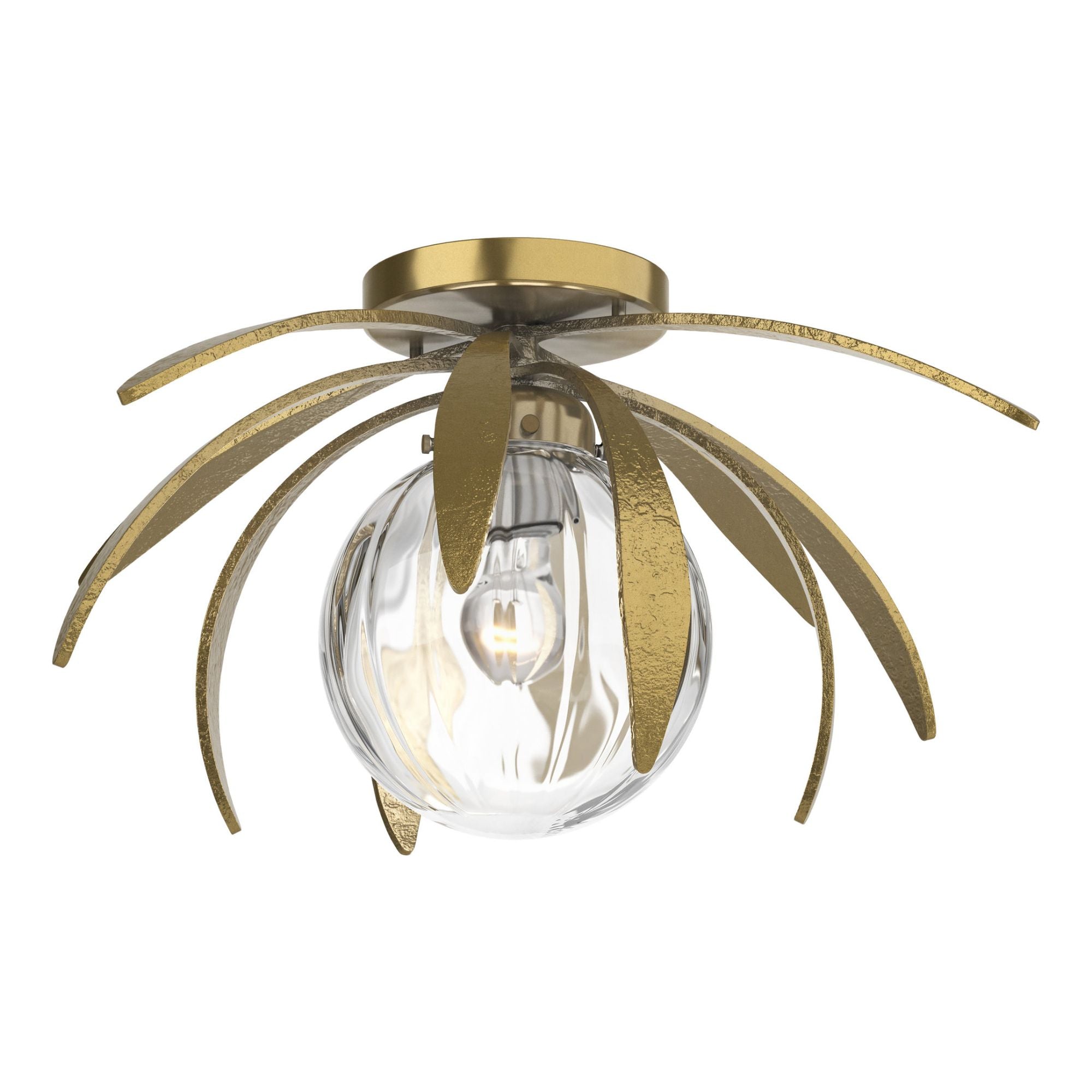 Dahlia Water Glass Semi-Flush 1-Light Water Glass (LL) in Modern Brass