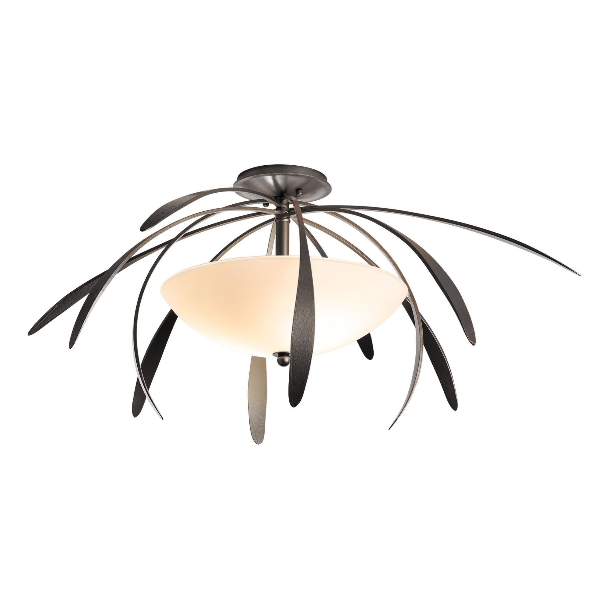 Dahlia Medium Semi-Flush 2-Light Opal Glass (GG) in Dark Smoke