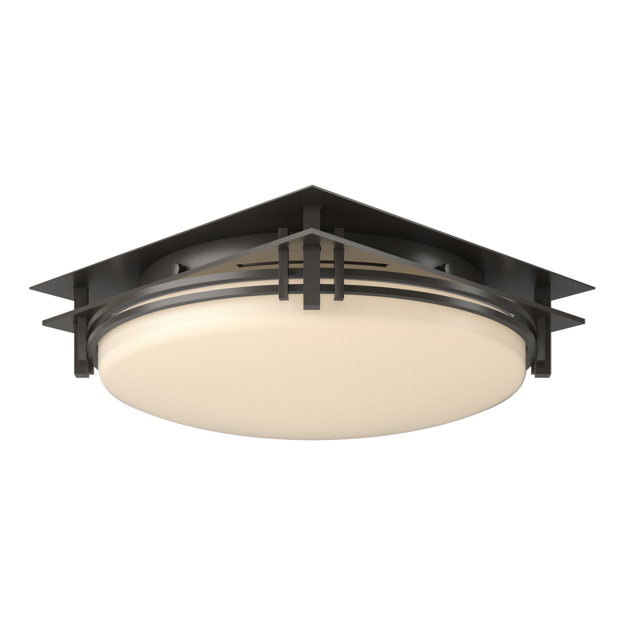 Banded Semi-Flush 2-Light Opal Glass (GG) in Dark Smoke