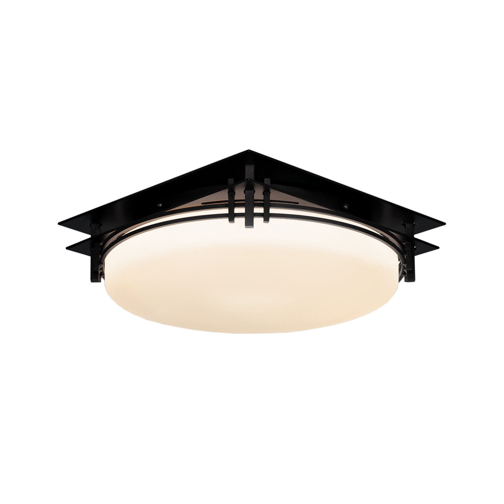 Banded Semi-Flush 2-Light Opal Glass (GG) in Black