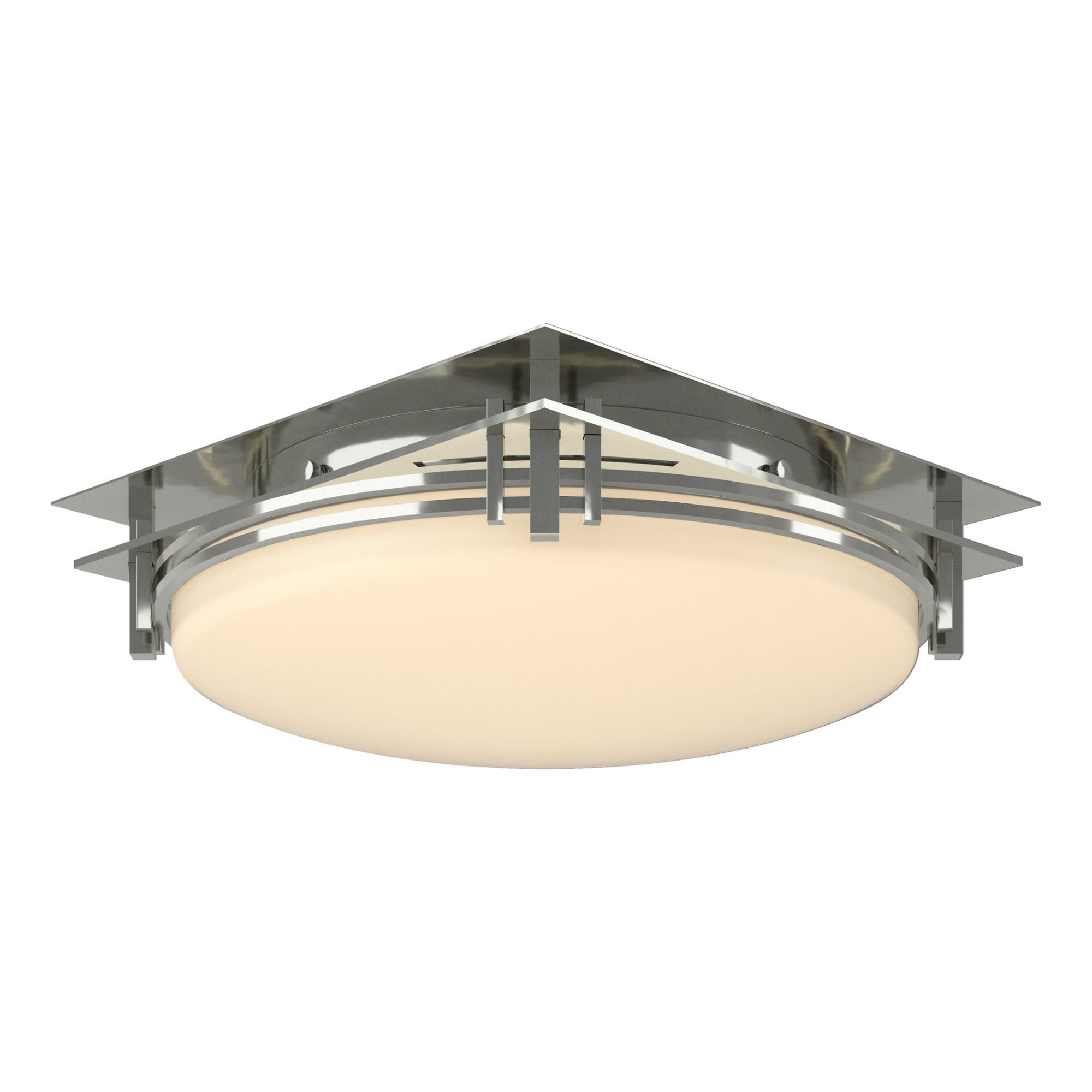 Banded Semi-Flush 2-Light Opal Glass (GG) in Sterling