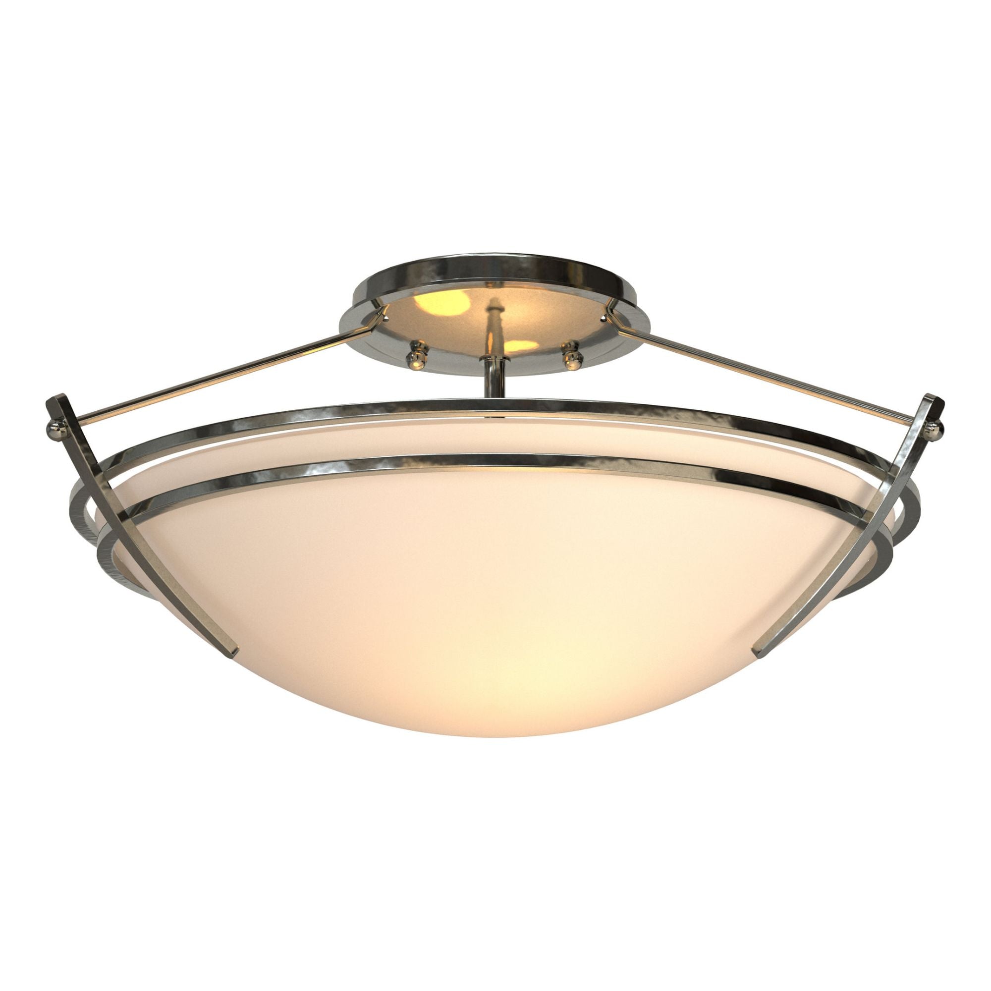 Presidio Tryne Small Semi-Flush 2-Light Opal Glass (GG) in Sterling