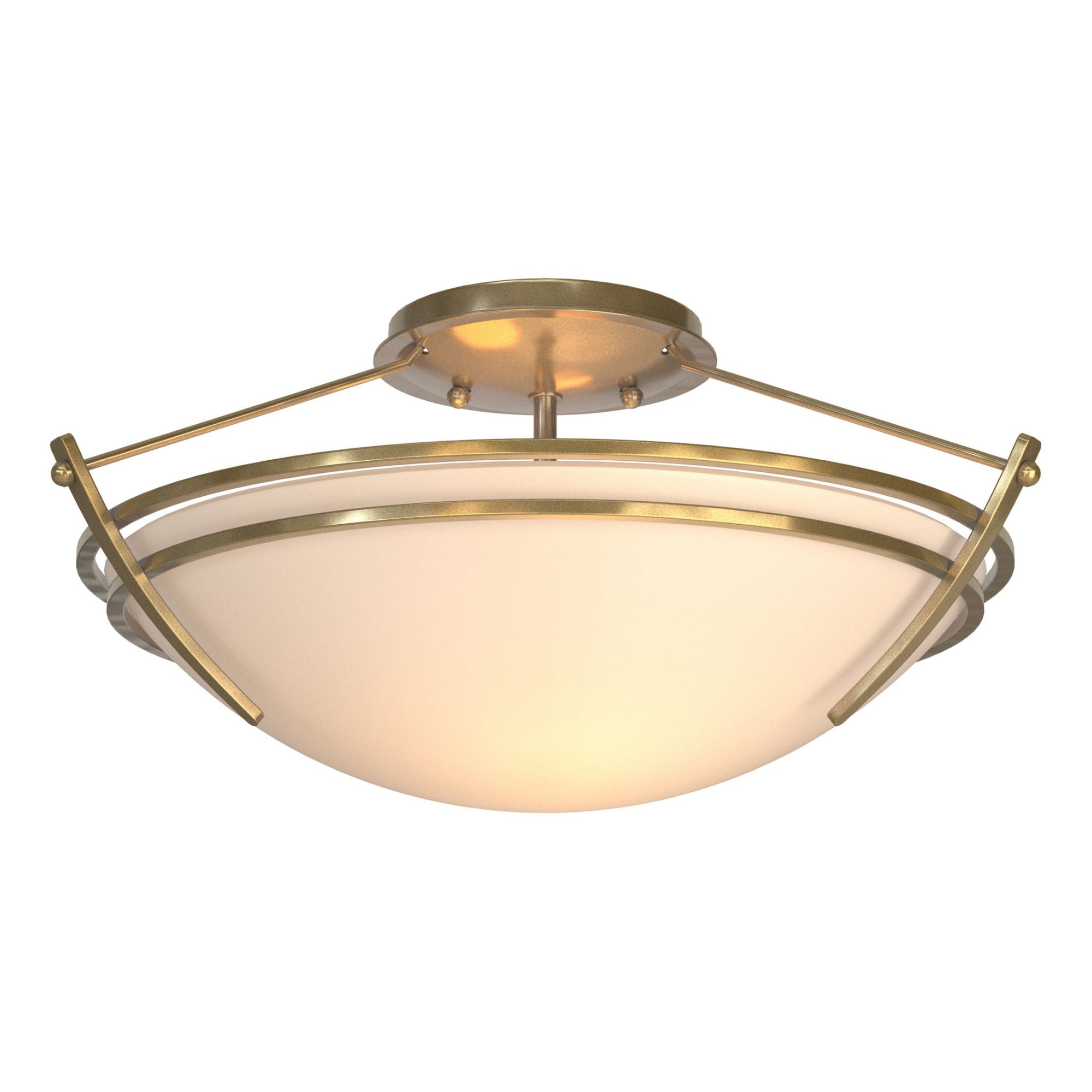 Presidio Tryne Small Semi-Flush 2-Light Opal Glass (GG) in Modern Brass