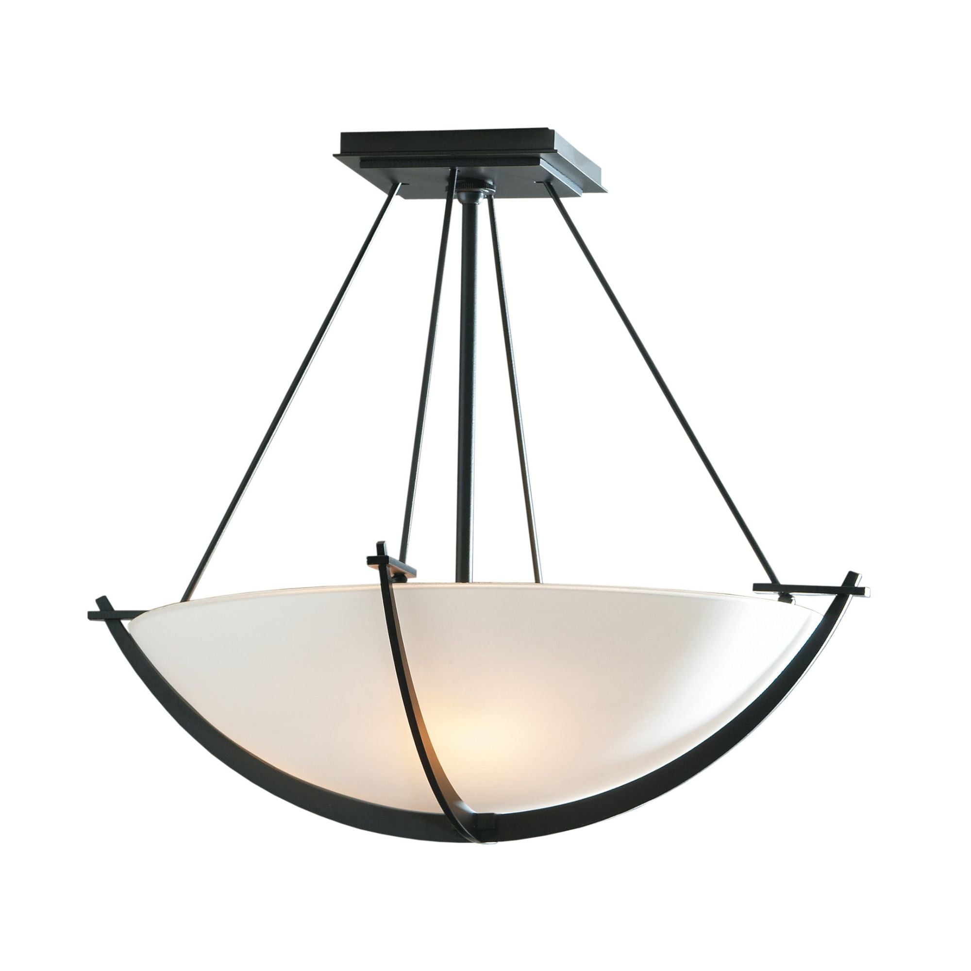Compass Small Semi-Flush 3-Light Opal Glass (GG) in Black