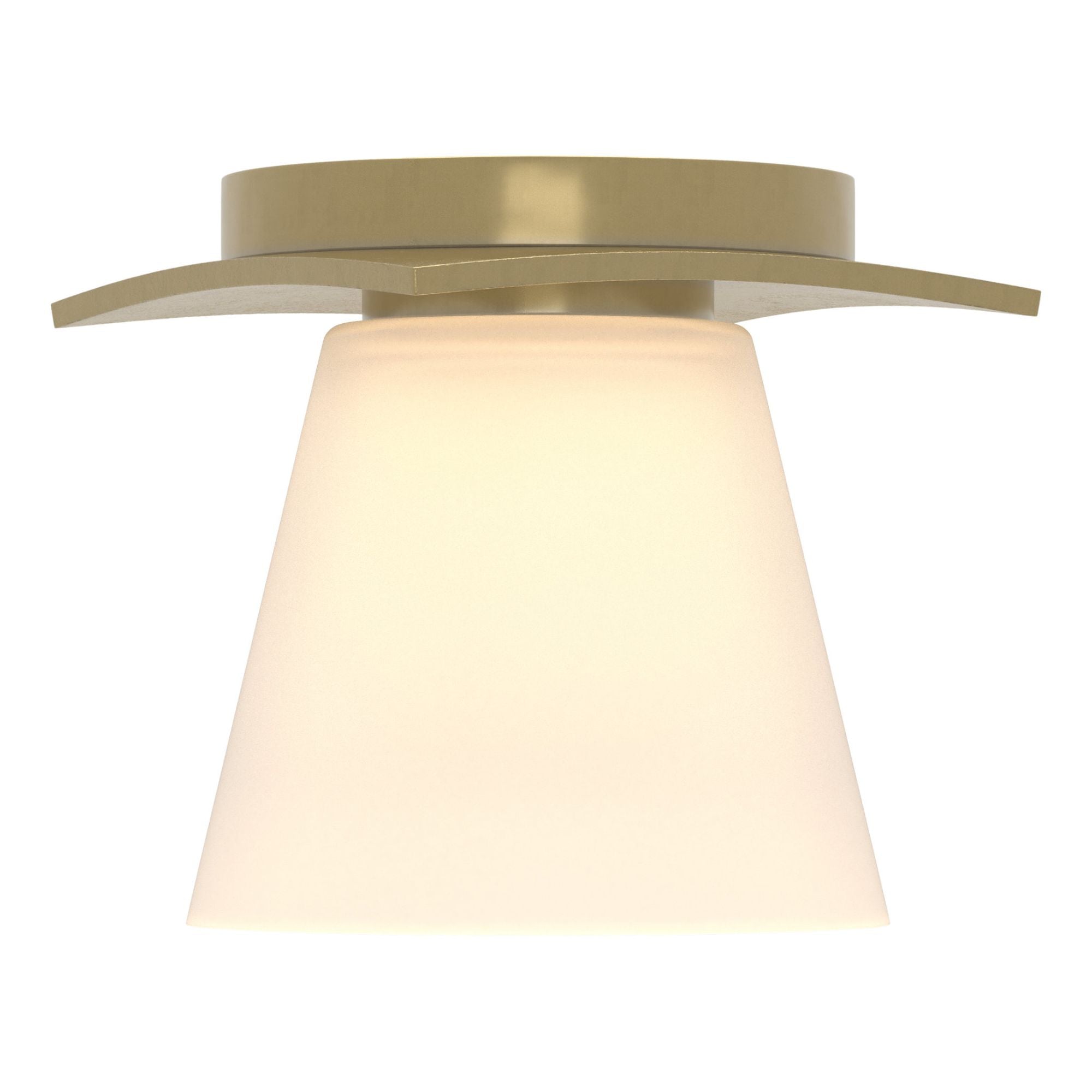 Wren Flush Mount 1-Light Opal Glass (GG) in Modern Brass