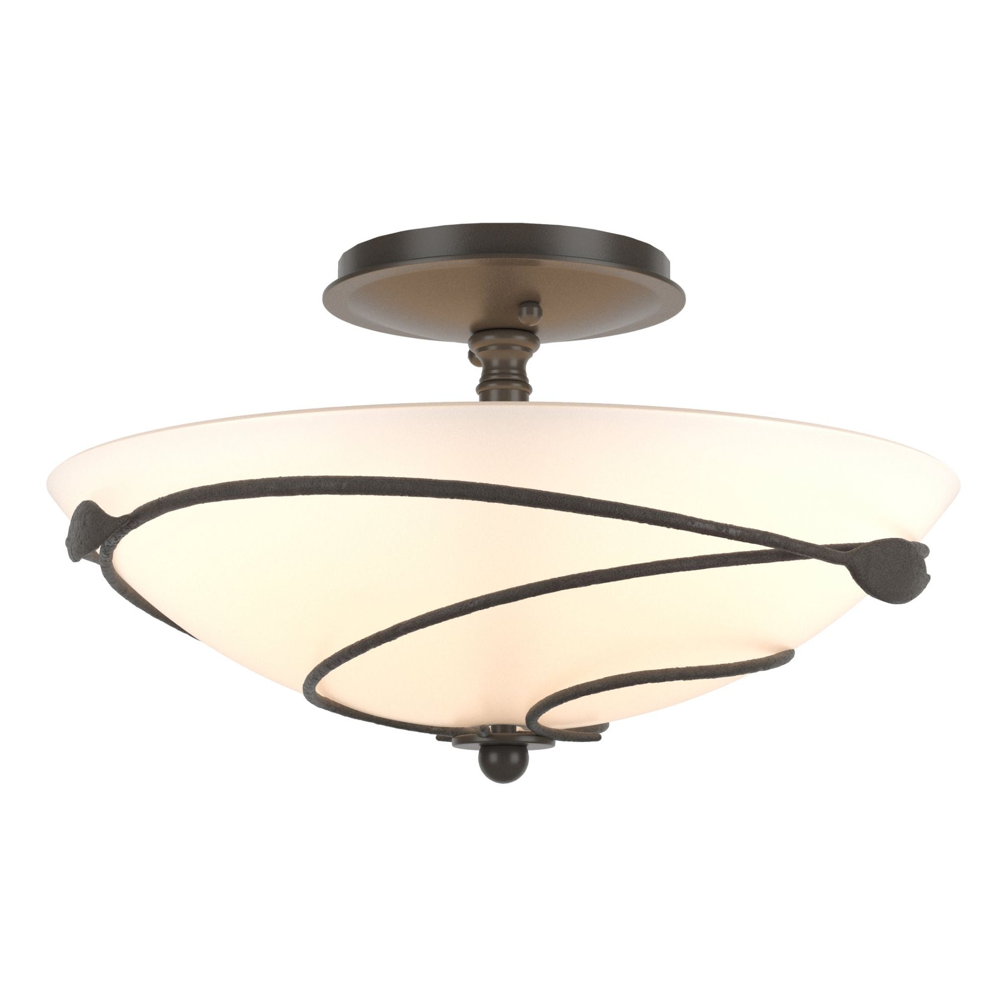 Forged Leaves Semi-Flush 2-Light Opal Glass (GG) in Dark Smoke