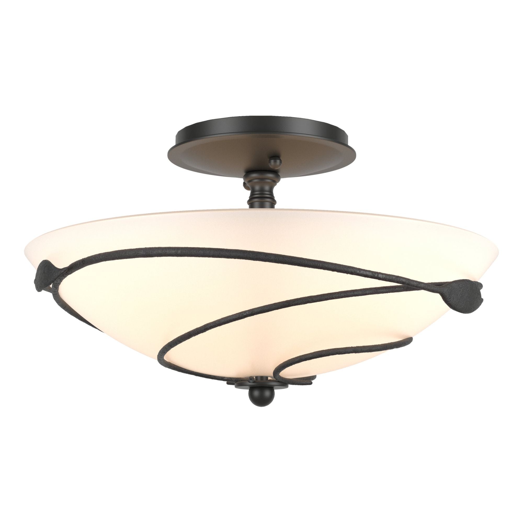 Forged Leaves Semi-Flush 2-Light Opal Glass (GG) in Black