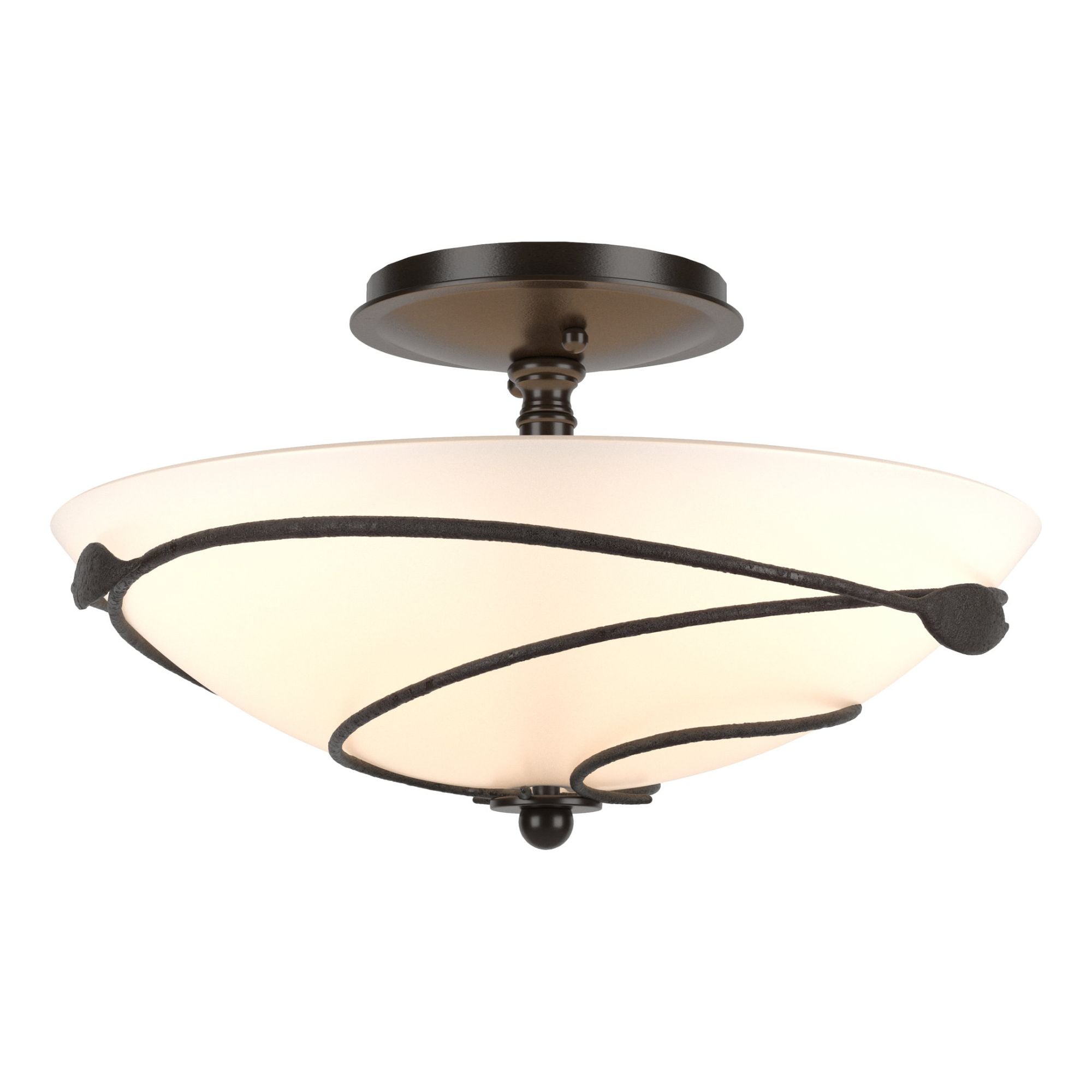 Forged Leaves Semi-Flush 2-Light Opal Glass (GG) in Oil Rubbed Bronze